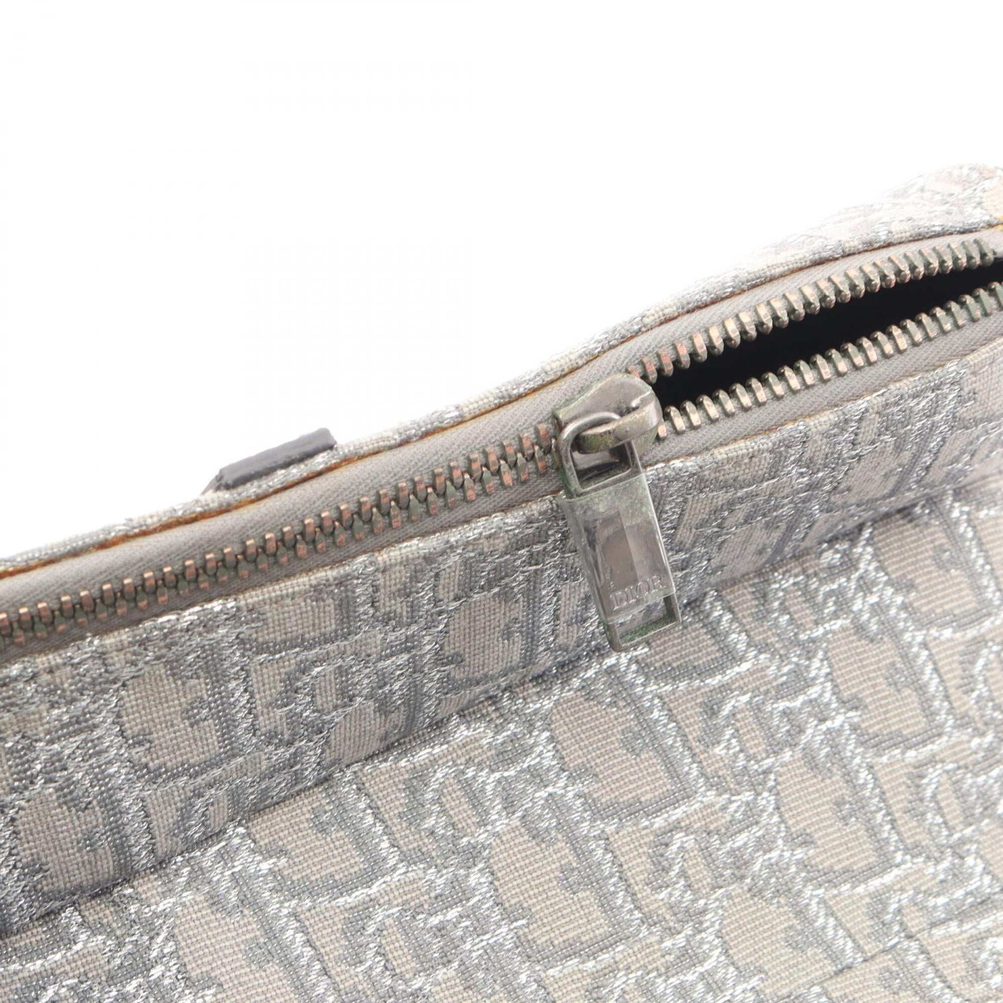 Christian Dior Gray Canvas Leather Fanny Pack Handbag Saddle Bag (Pre-Owned)