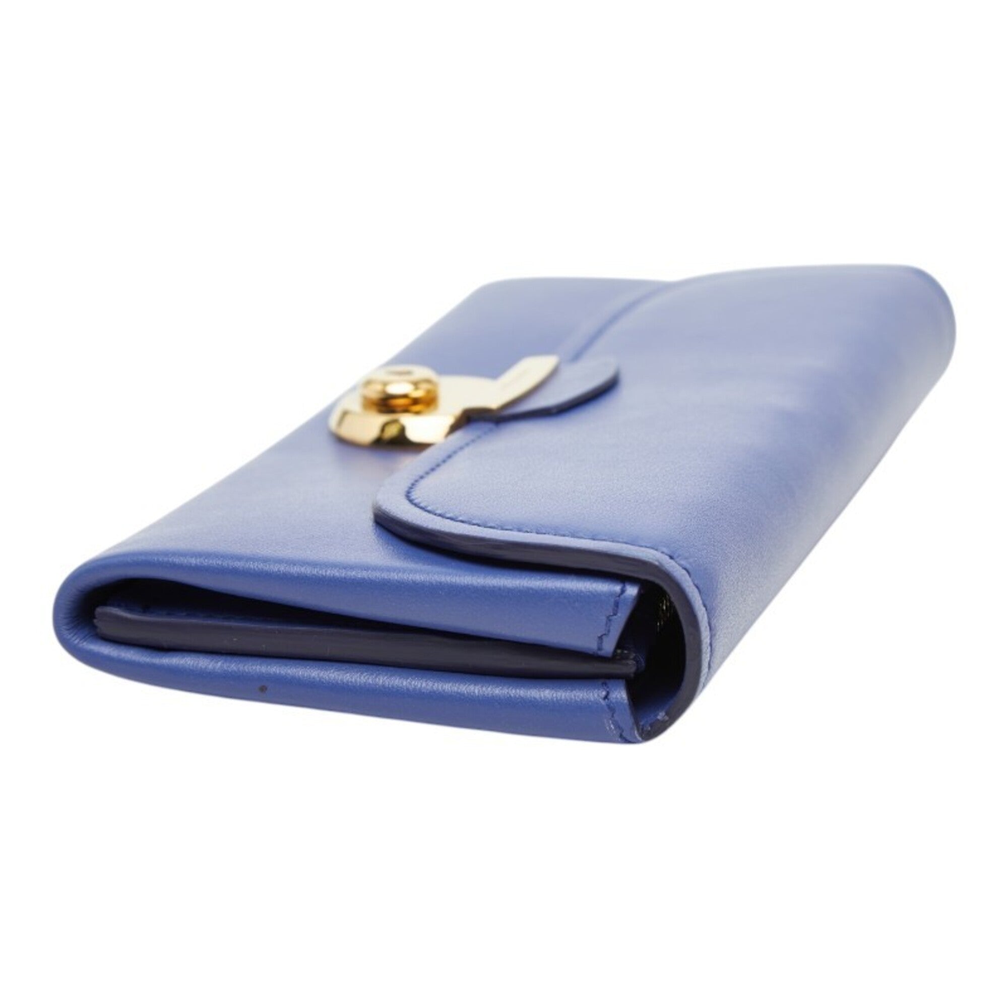 Salvatore Ferragamo Light Blue Leather Long Wallet (Bi-Fold) (Pre-Owned)