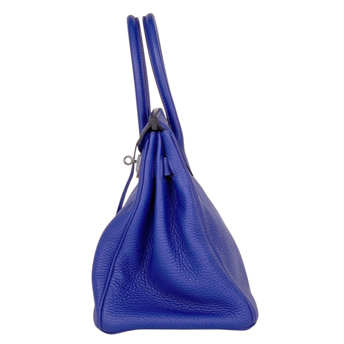 Hermes Birkin Blue Electric Taurillon Clemence Leather Handbag (Pre-Owned)