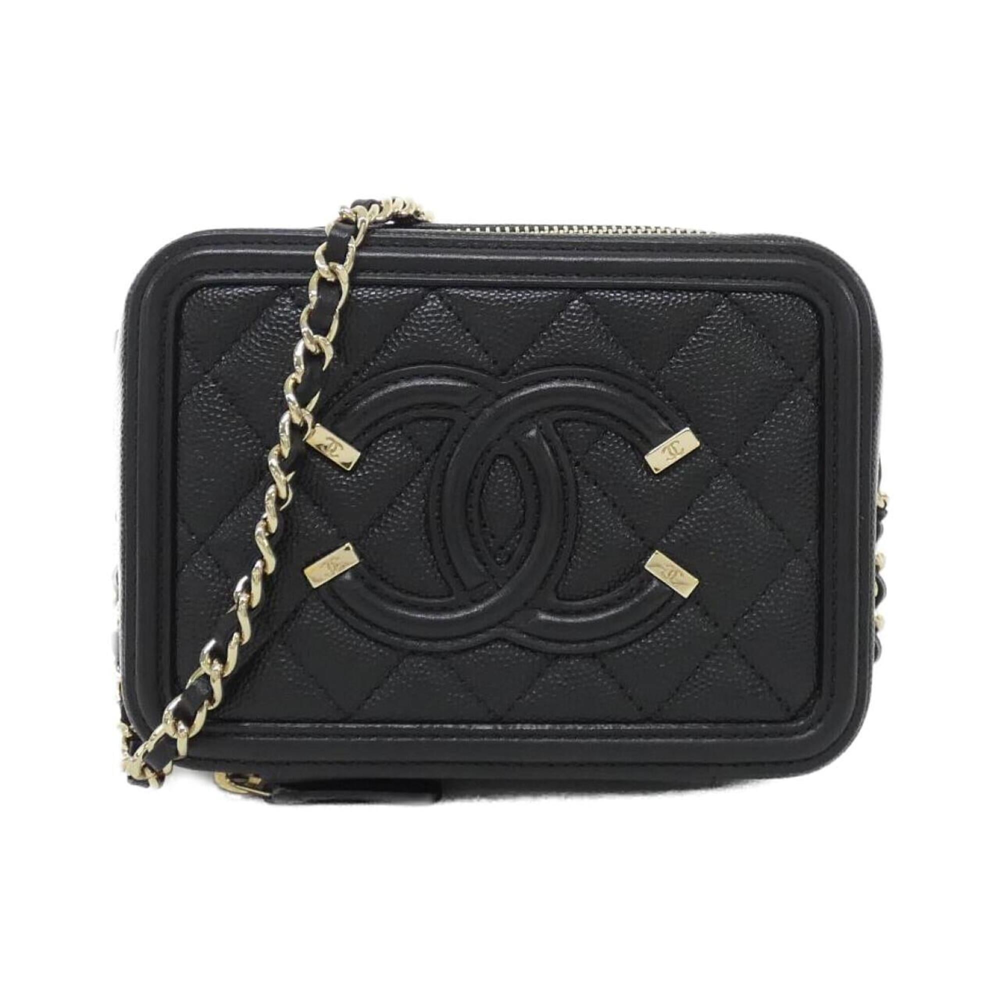 Chanel Black Grained Calfskin Shoulder Bag (Pre-Owned)