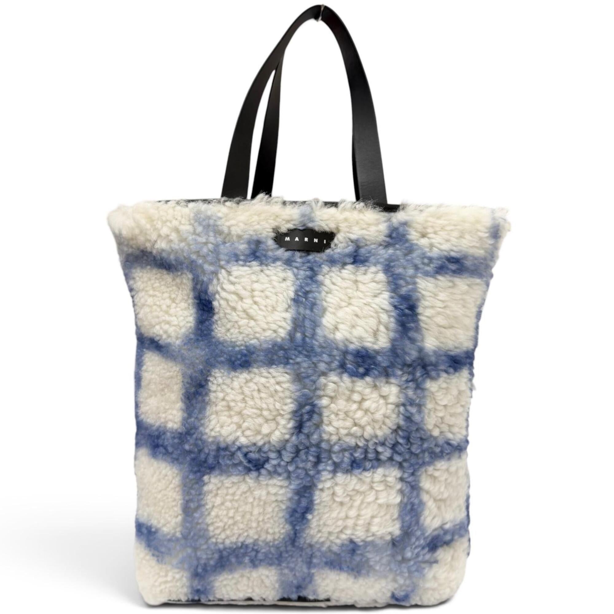 Marni Black Blue White Leather Tote Bag (Pre-Owned)