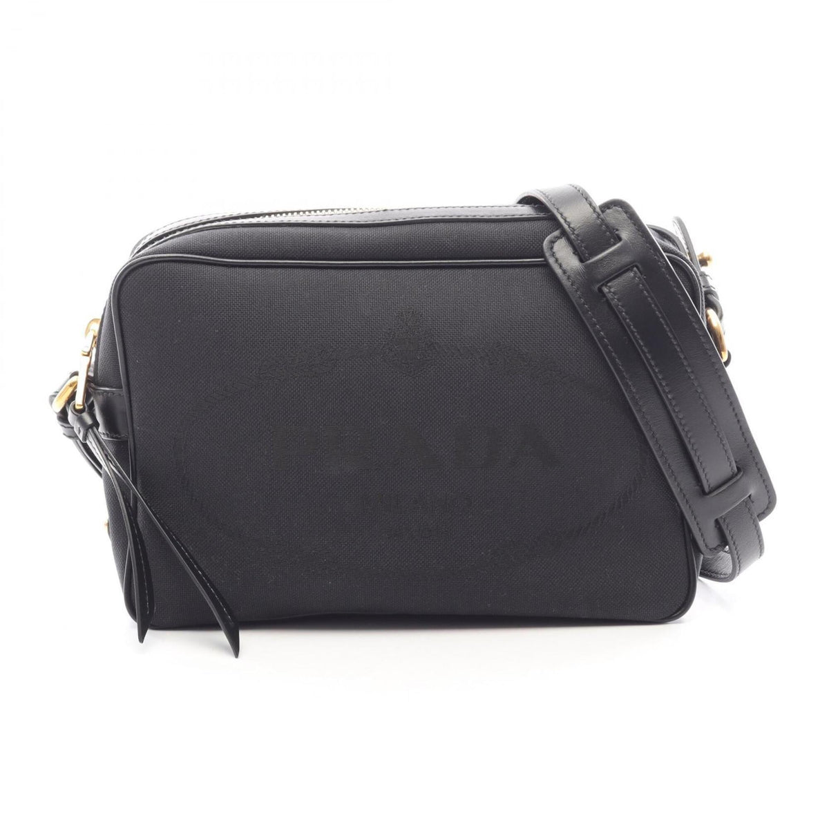 Prada Black Canvas Leather Shoulder Bag (Pre-Owned)
