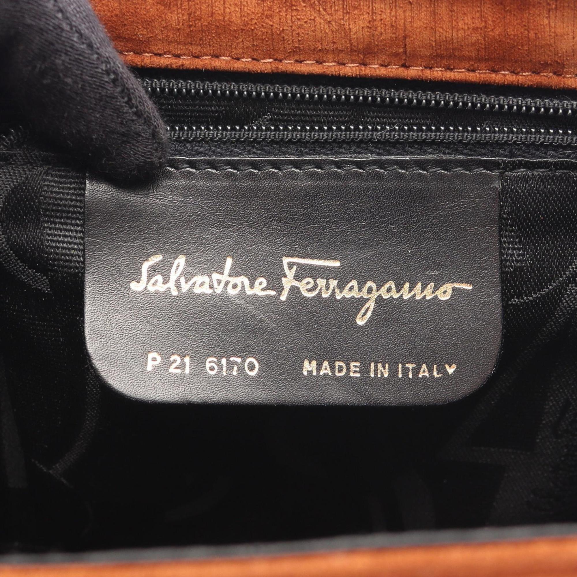 Salvatore Ferragamo Brown Suede Handbag Shoulder Bag (Pre-Owned)