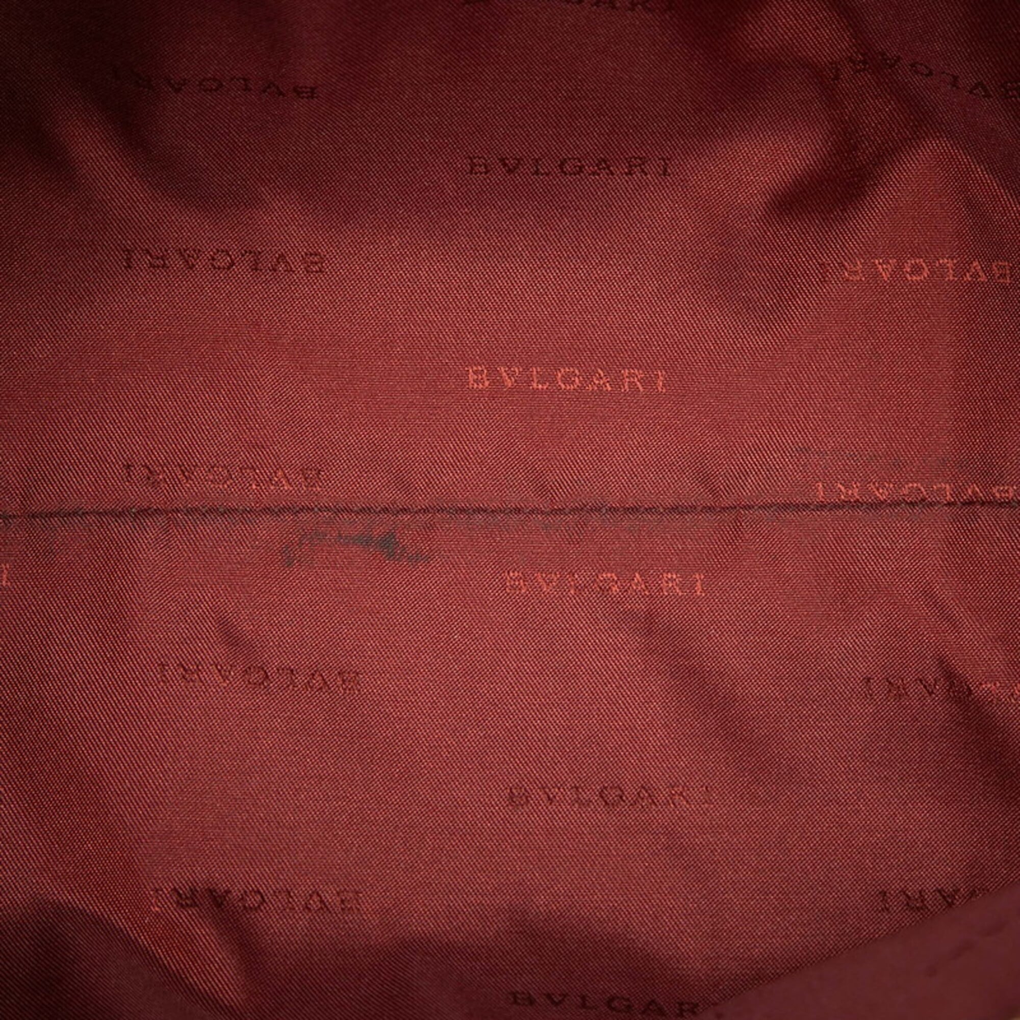 Bvlgari Beige Red Color Wine Canvas Leather Shoulder Bag Tote Bag (Pre-Owned)