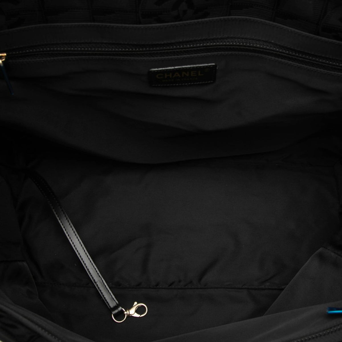Chanel New Travel Line Black Nylon Leather Handbag Tote Bag (Pre-Owned)