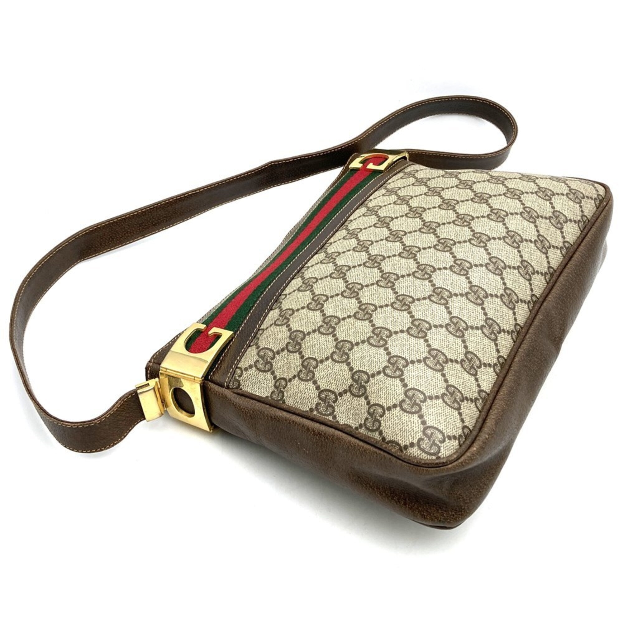 Gucci Brown Gg Supreme Pvc Shoulder Bag (Pre-Owned)