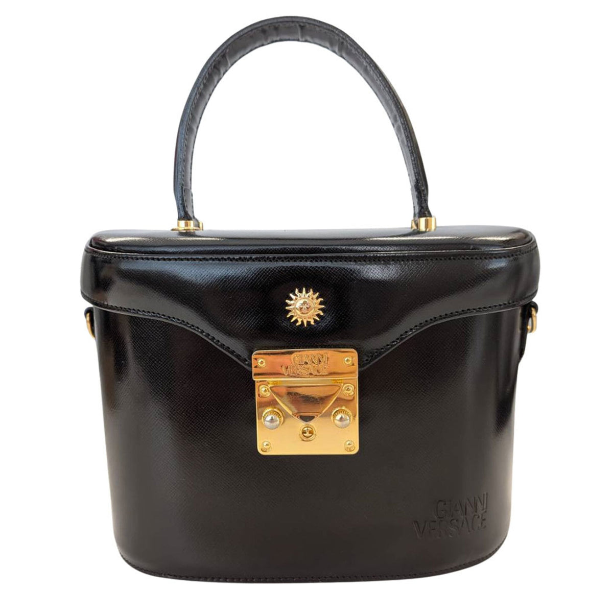 Versace Black Leather Handbag (Pre-Owned)