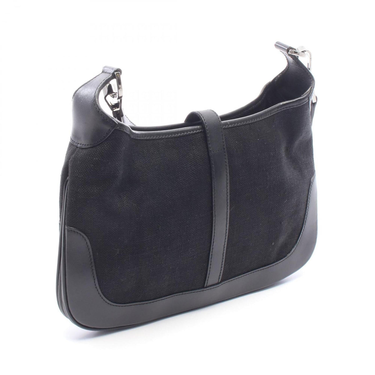 Gucci Black Canvas Leather Handbag Shoulder Bag (Pre-Owned)