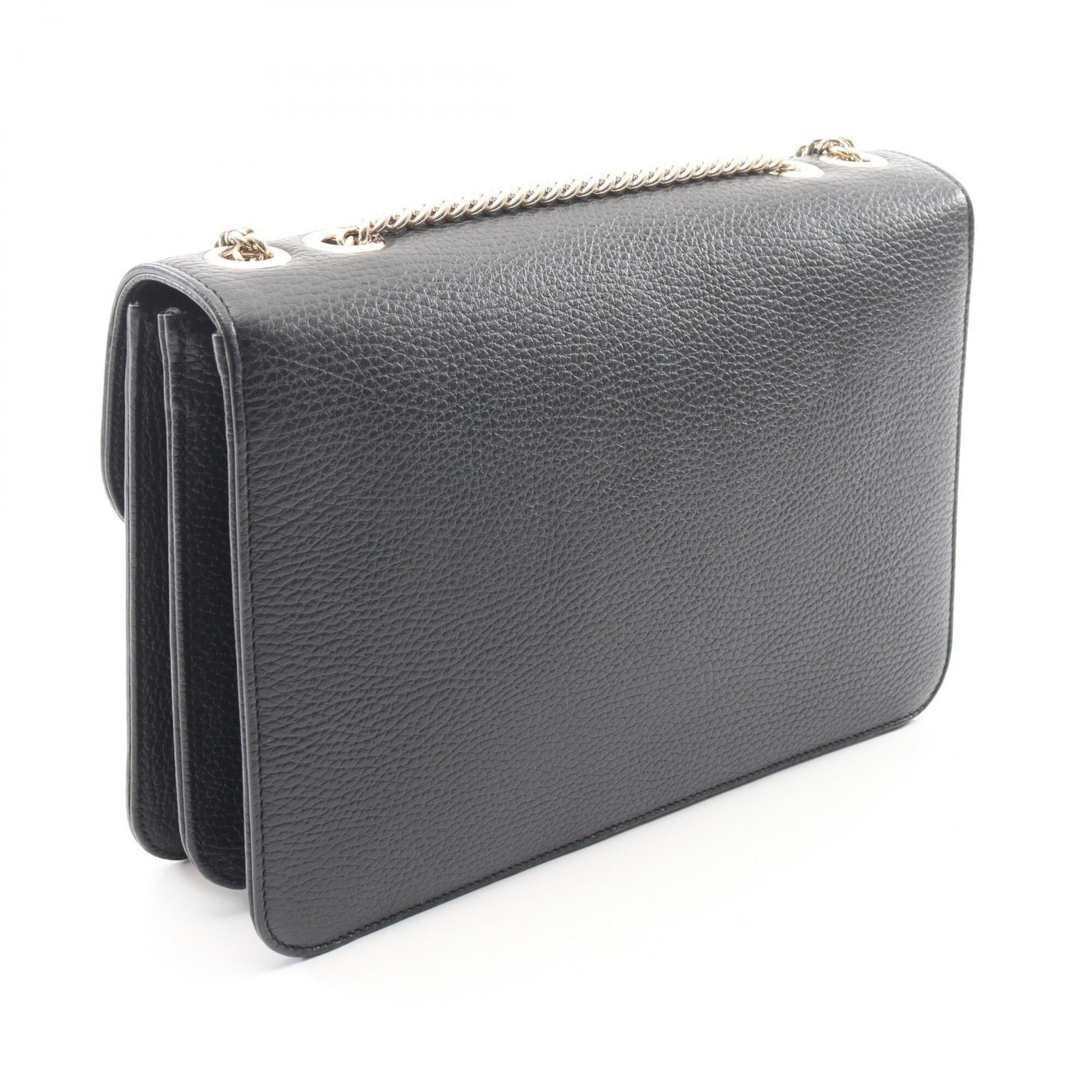 Gucci Black Leather Handbag Shoulder Bag (Pre-Owned)