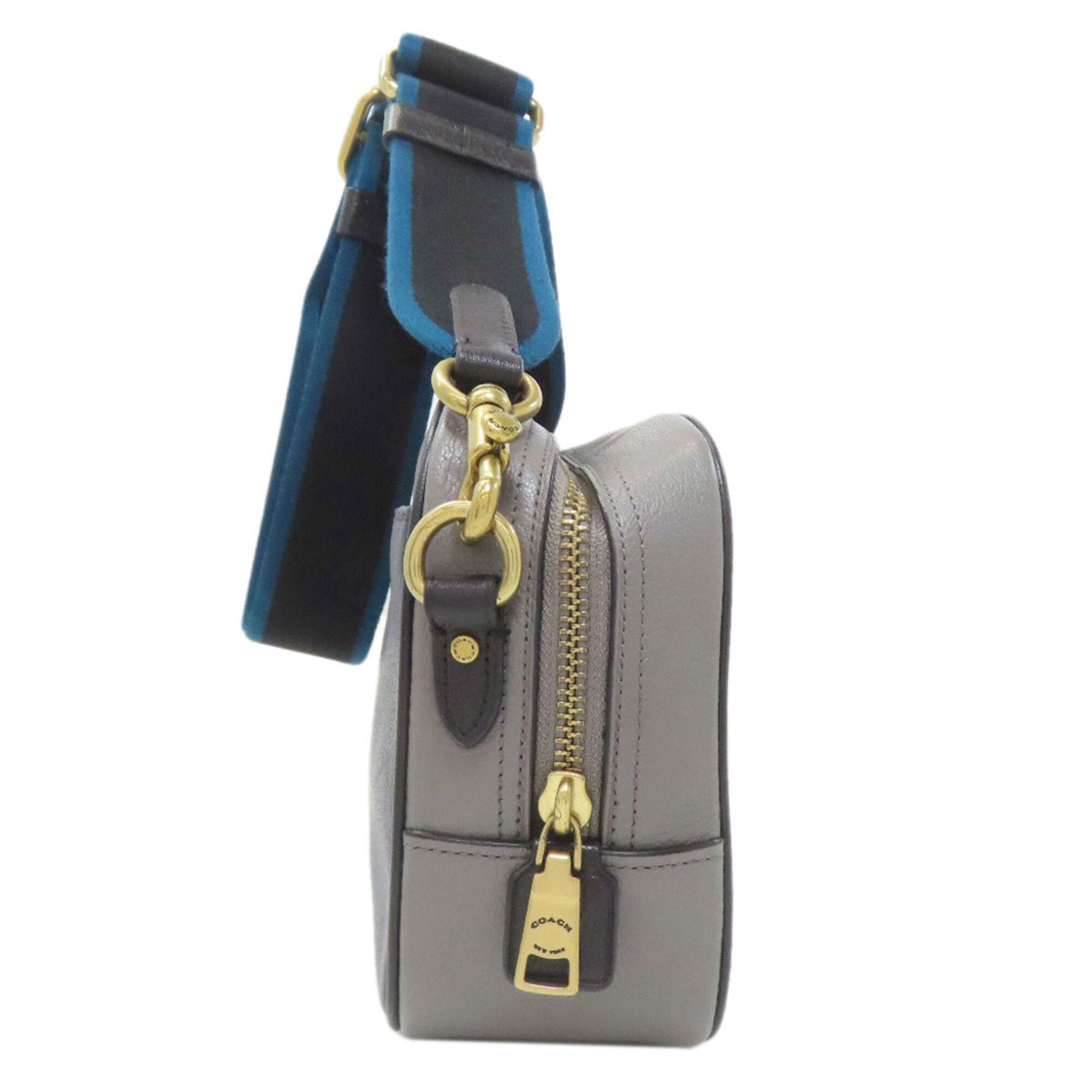 Coach Gray Navy Leather Shoulder Bag (Pre-Owned)