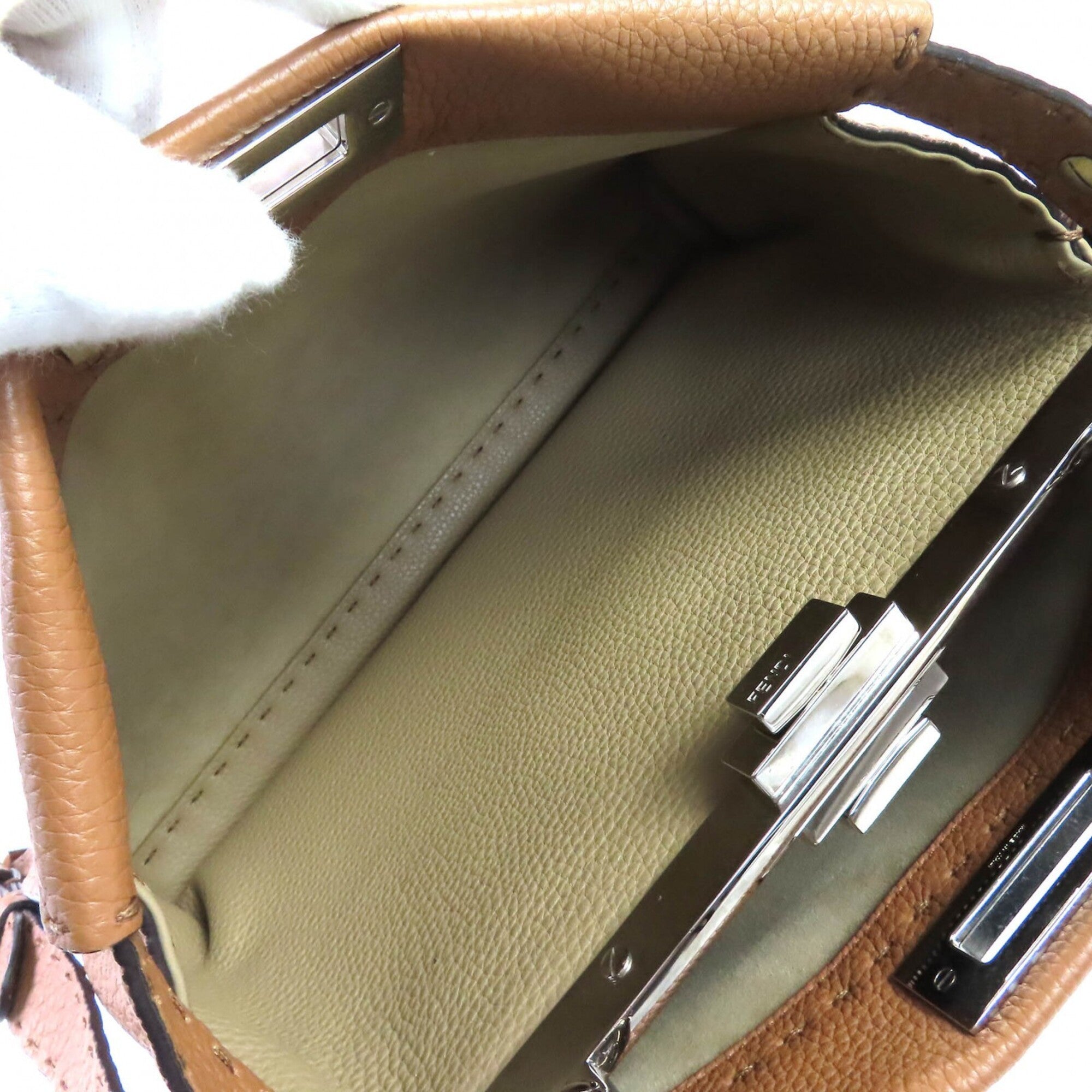 Fendi Peekaboo Brown Leather Handbag Shoulder Bag (Pre-Owned)