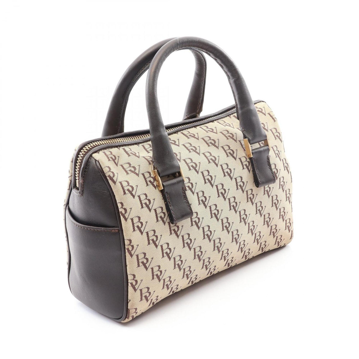 Bottega Veneta Beige Brown Canvas Leather Handbag (Pre-Owned)