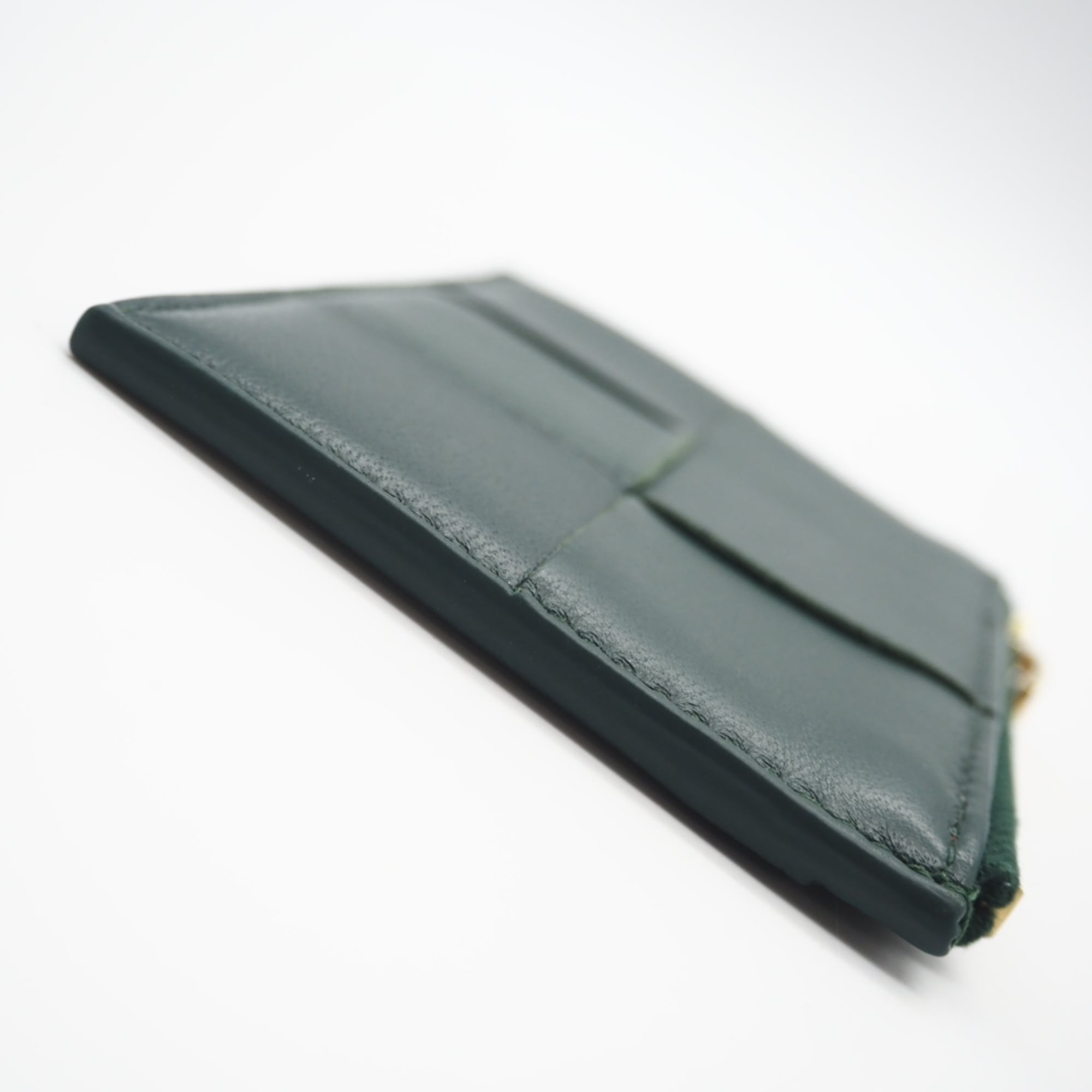 Bottega Veneta Emerald Green Green Leather Card Wallet (Pre-Owned)