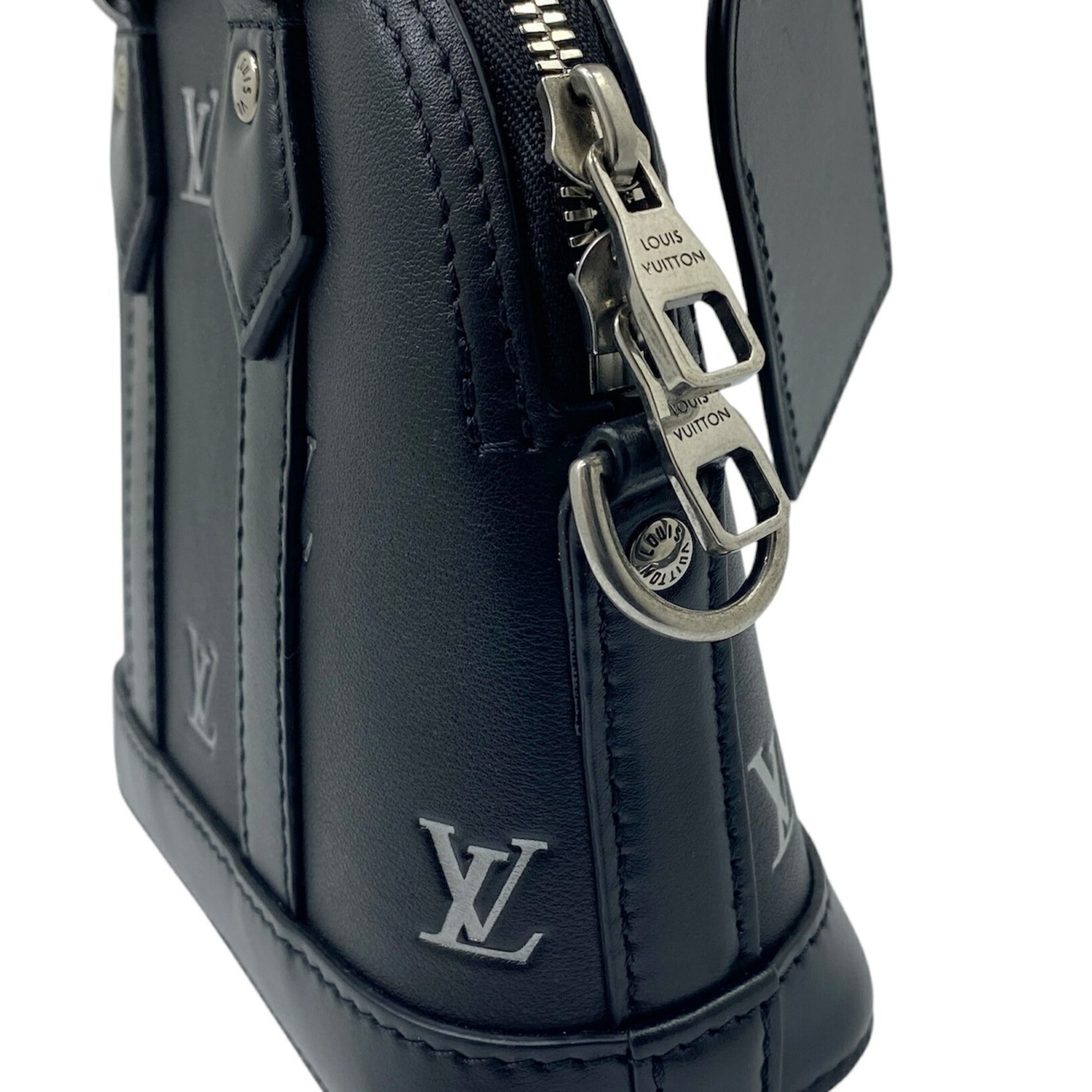 Louis Vuitton Black Leather Handbag Shoulder Bag (Pre-Owned)