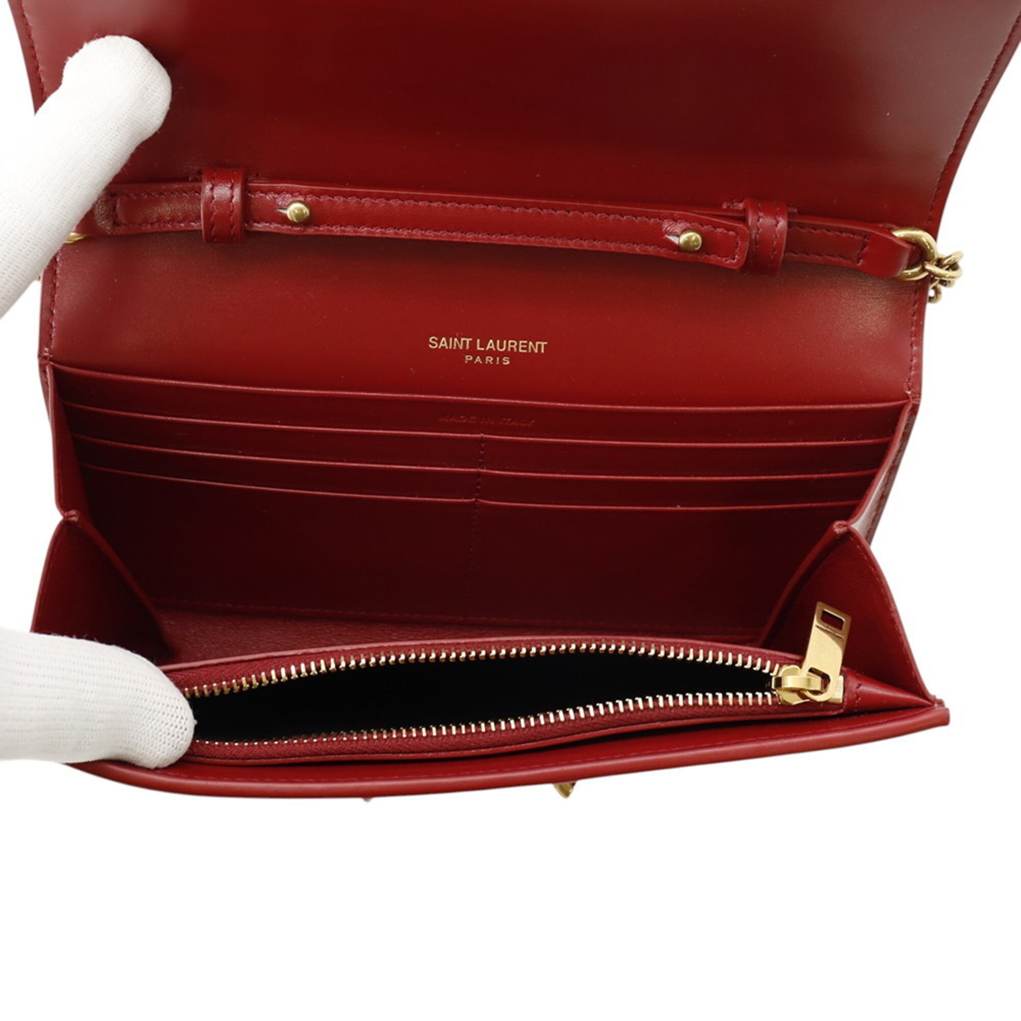 Yves Saint Laurent Leather Chain/Shoulder Wallet (Pre-Owned)