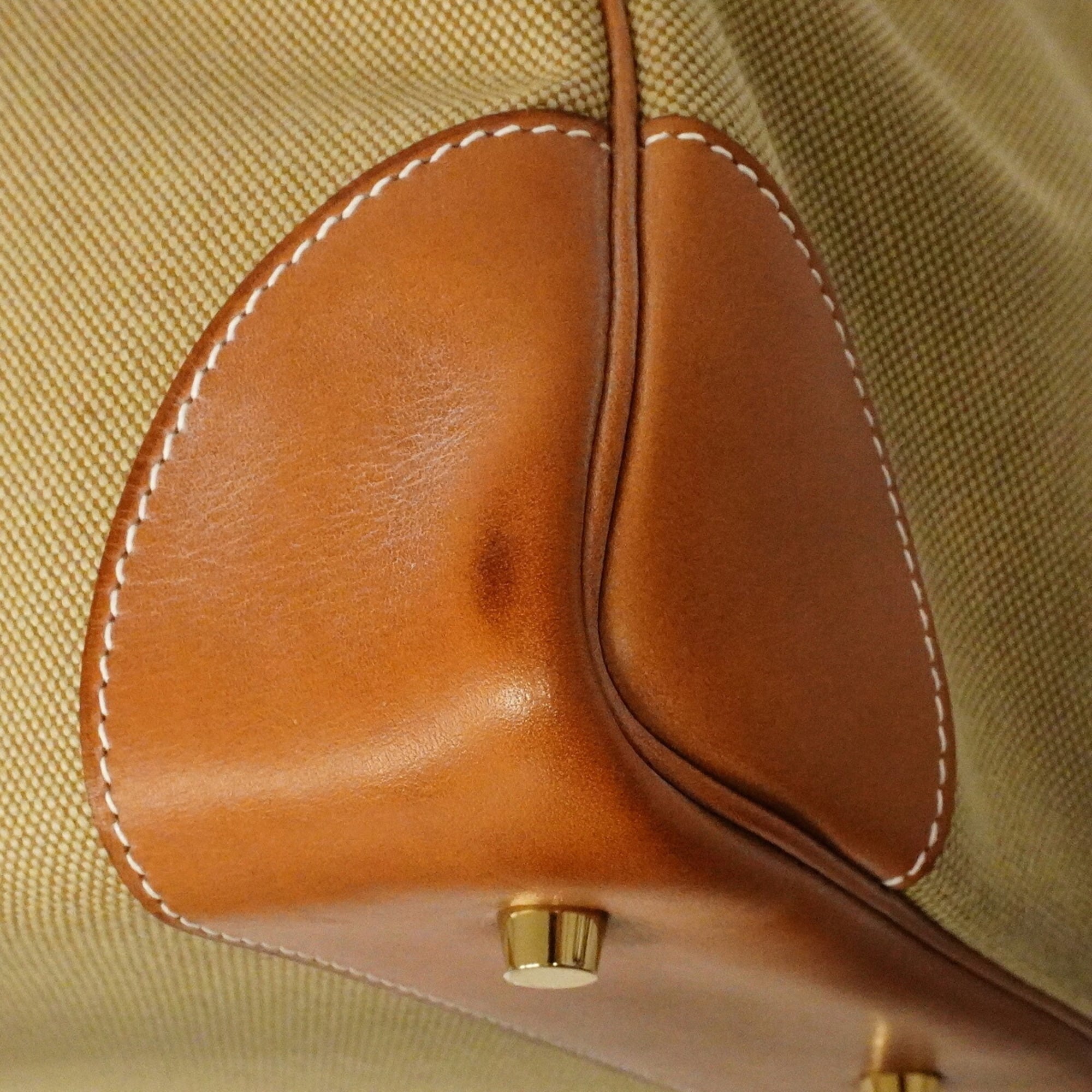 Hermes Fauve Ficelle Toile H Barenia Leather Barenia Leather Handbag (Pre-Owned)
