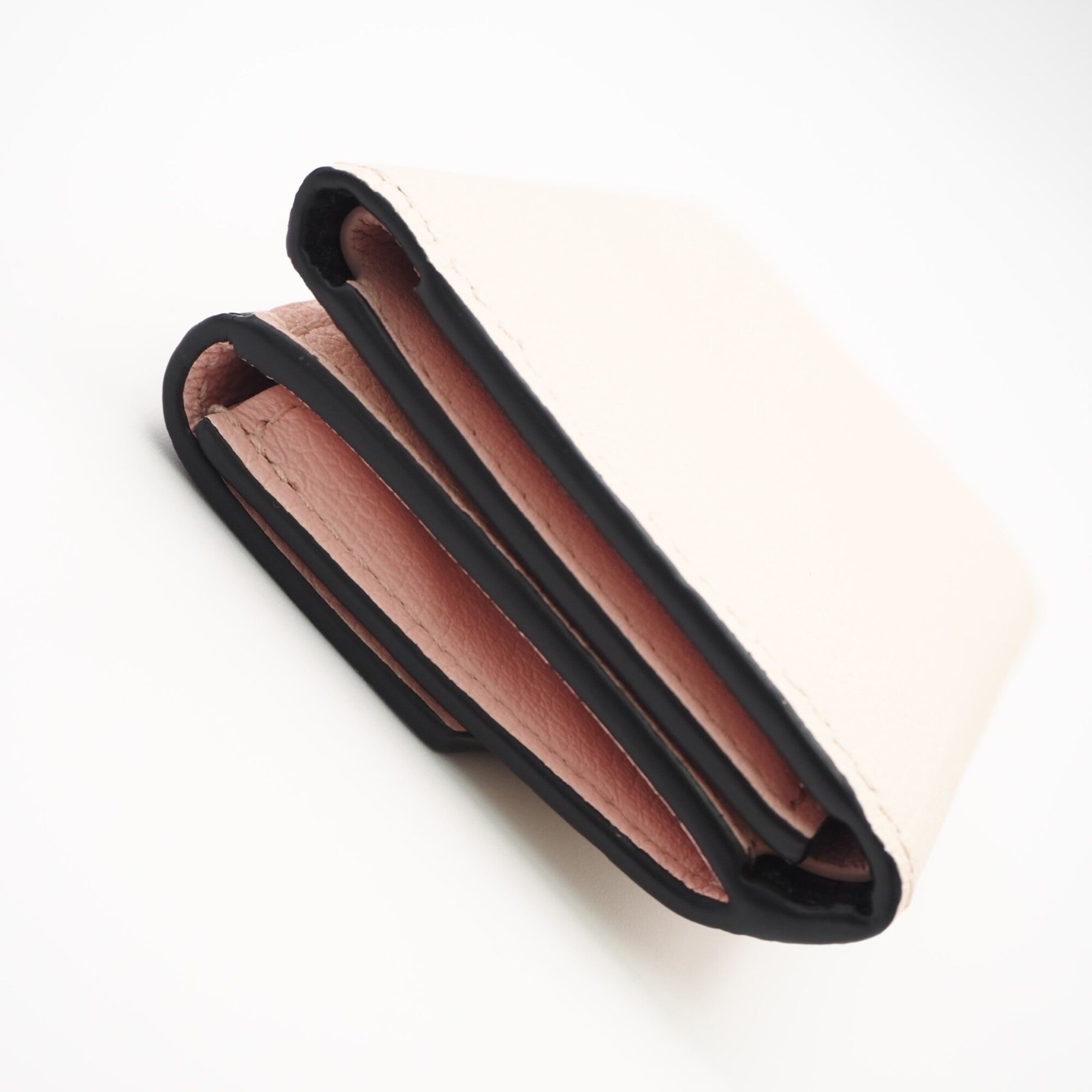 Louis Vuitton Beige Black Pink Leather Wallet (Tri-Fold) (Pre-Owned)