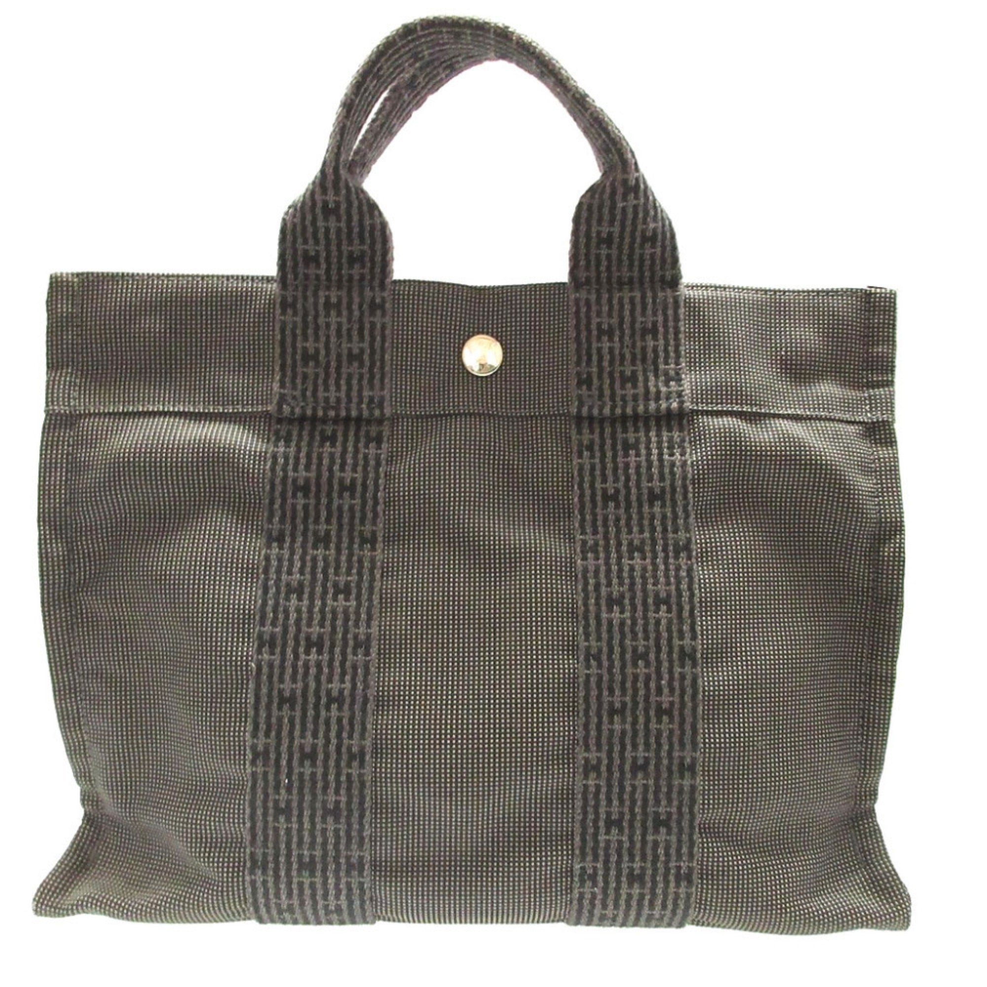 Hermes Gray Canvas Tote Bag (Pre-Owned)