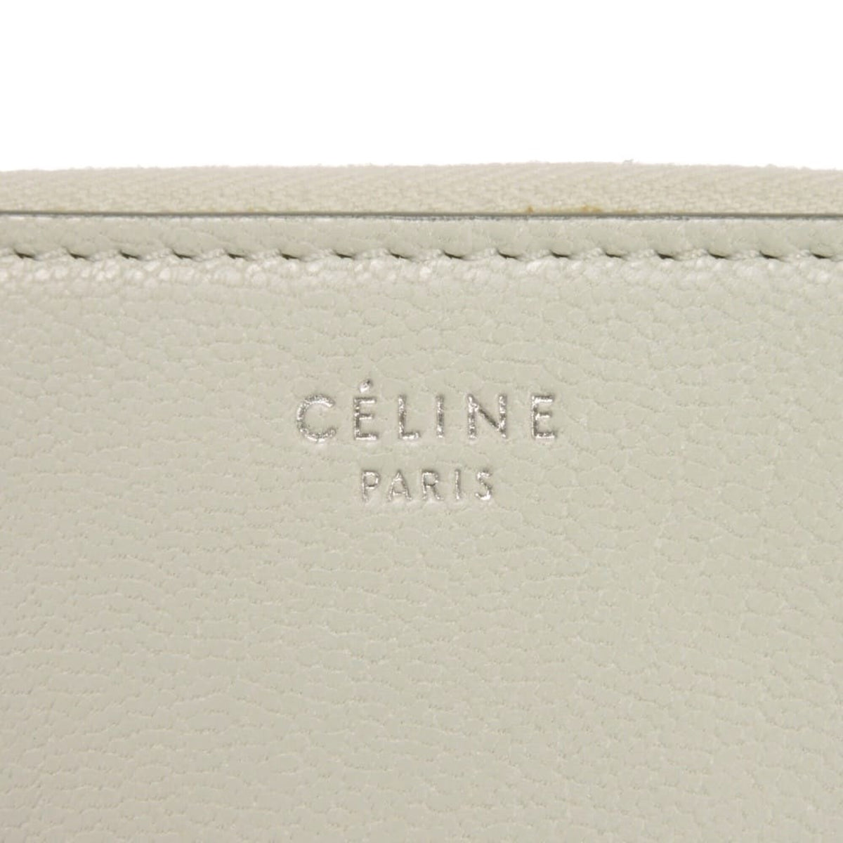 Celine Gray White Leather Long Wallet (Bi-Fold) (Pre-Owned)