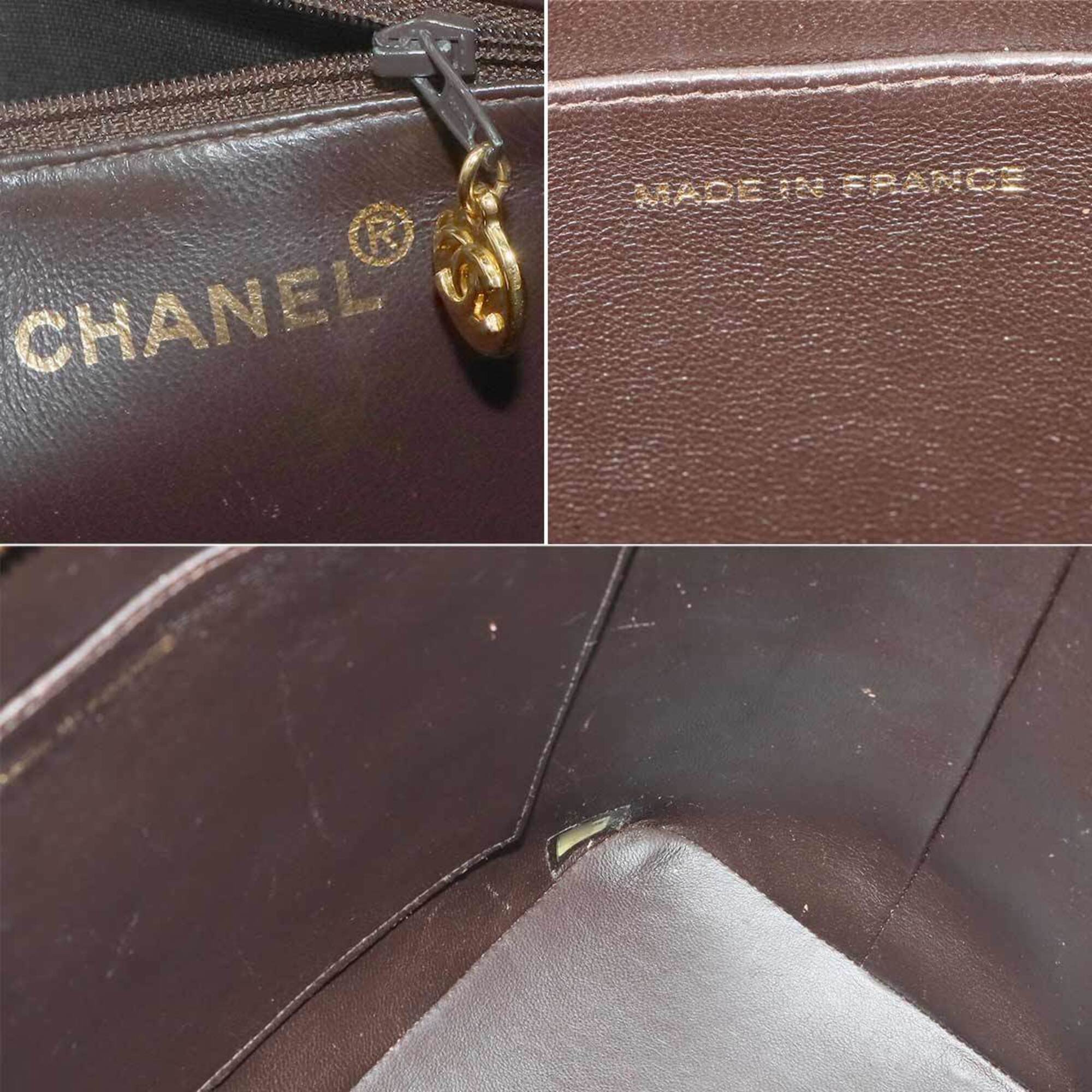 Chanel Dark Brown Grained Calfskin Handbag Tote Bag (Pre-Owned)