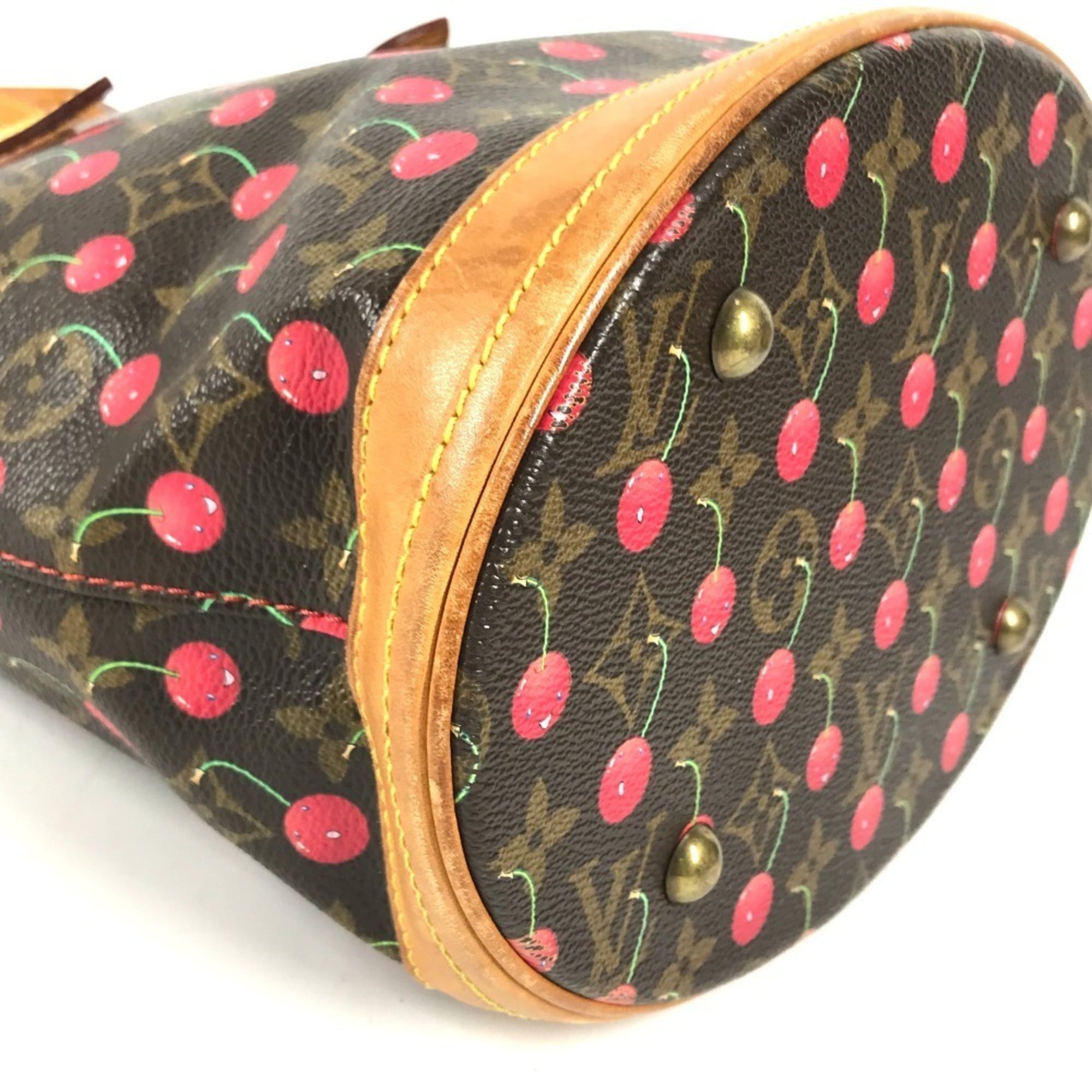 Louis Vuitton Brown Monogram Cherry Red Color Monogram Canvas Shoulder Bag Tote Bag (Pre-Owned)