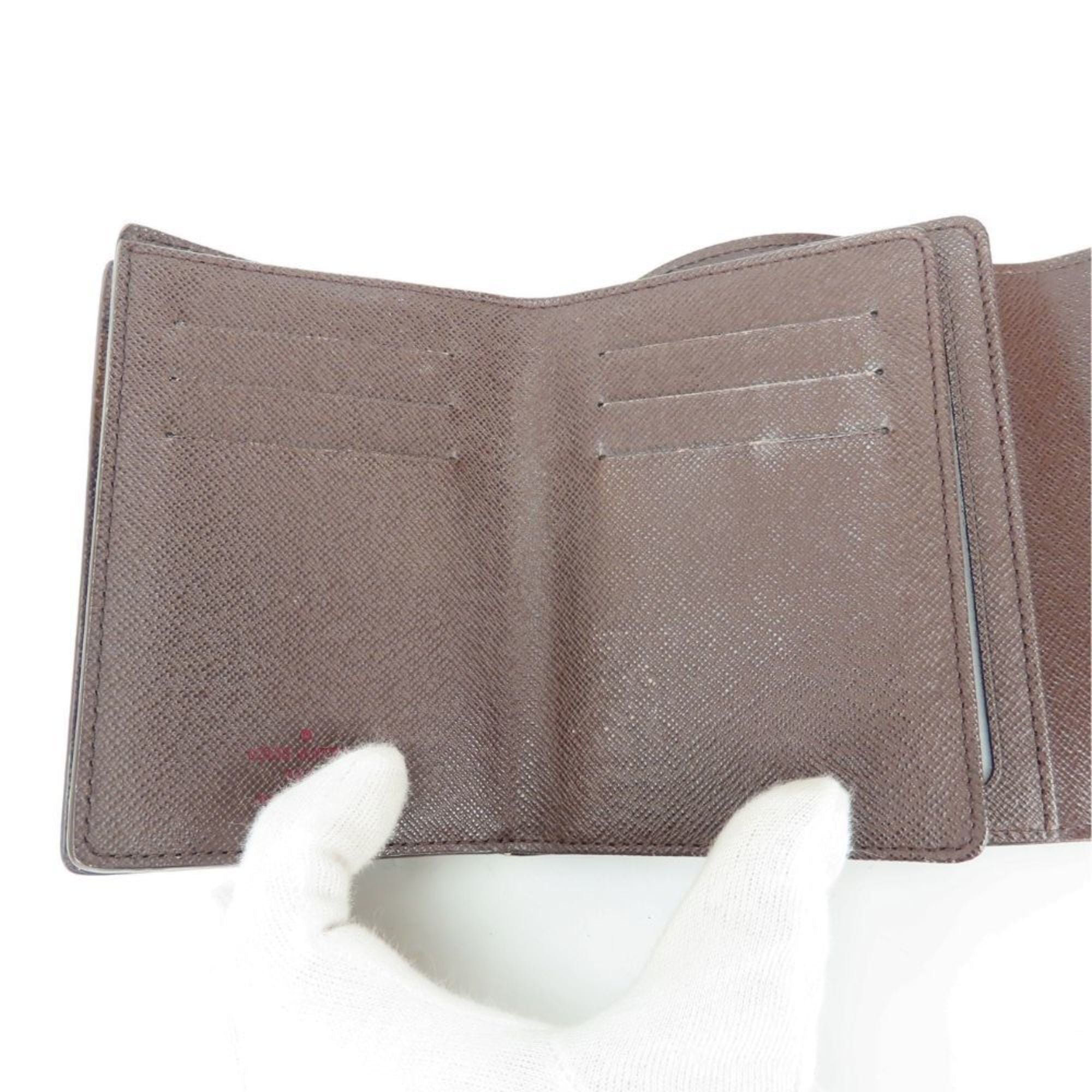 Louis Vuitton Brown Damier Canvas Ebene Damier Canvas Wallet (Tri-Fold) (Pre-Owned)