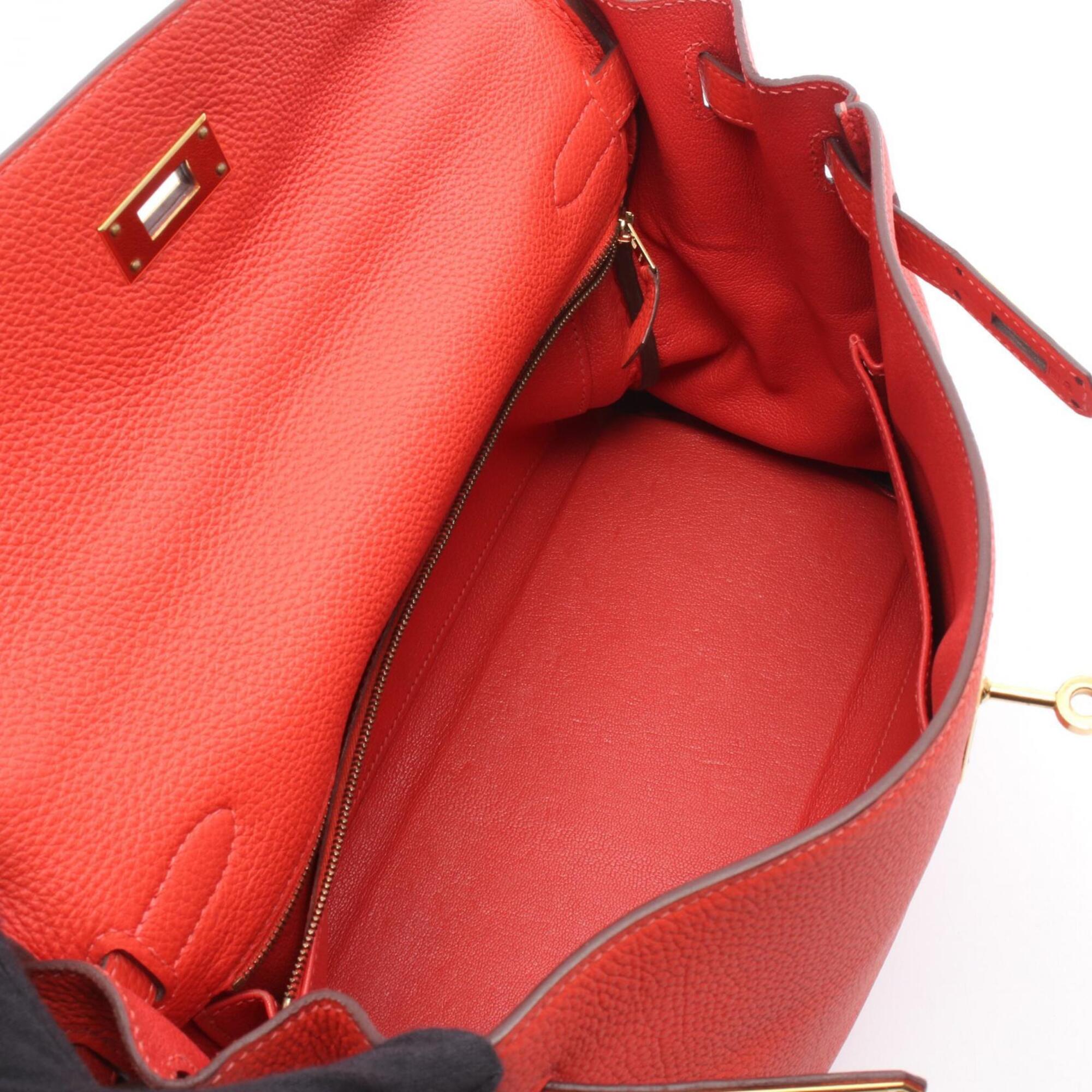 Hermes Red Color Togo Leather Leather Handbag (Pre-Owned)