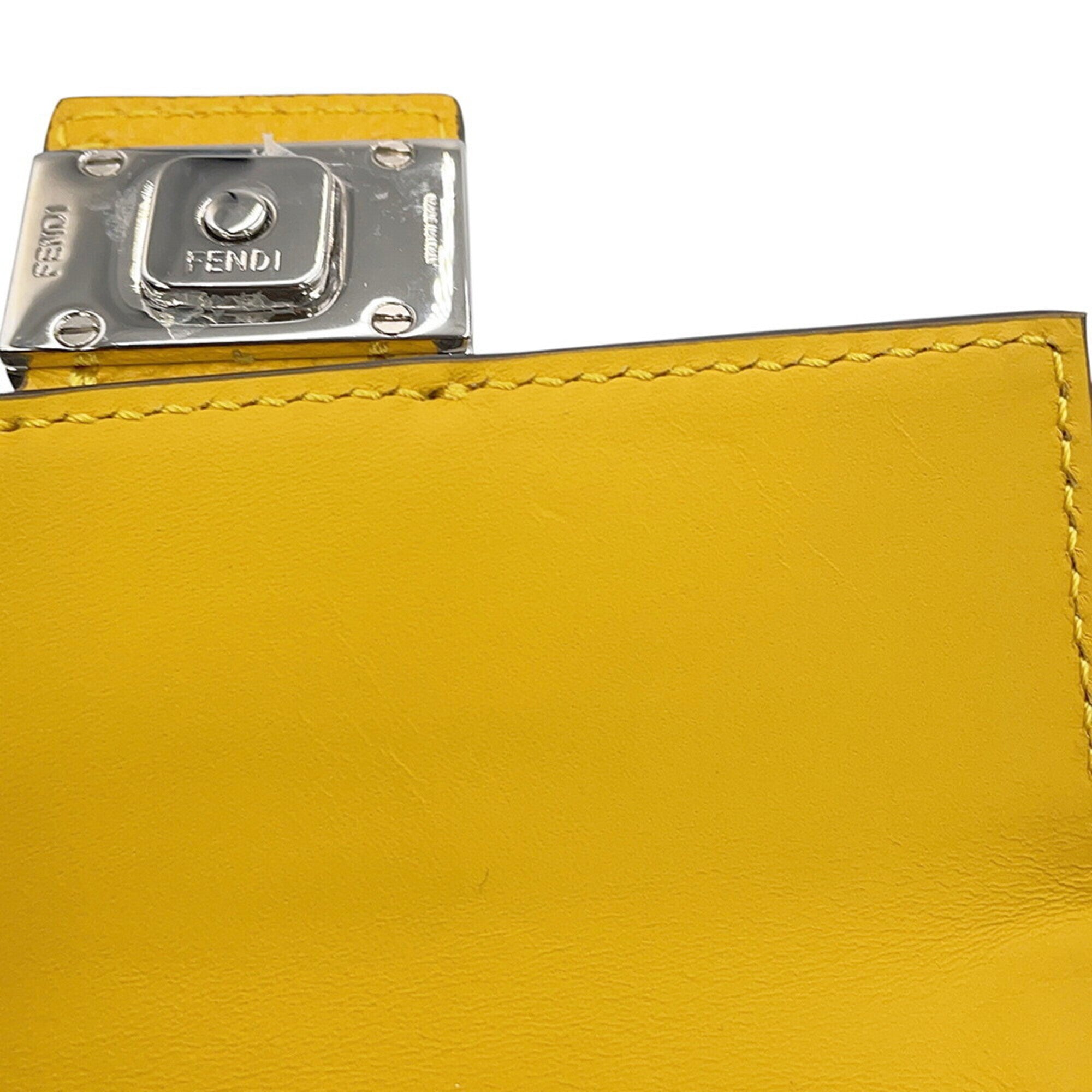 Fendi Baguette Yellow Leather Handbag Pochette Shoulder Bag (Pre-Owned)