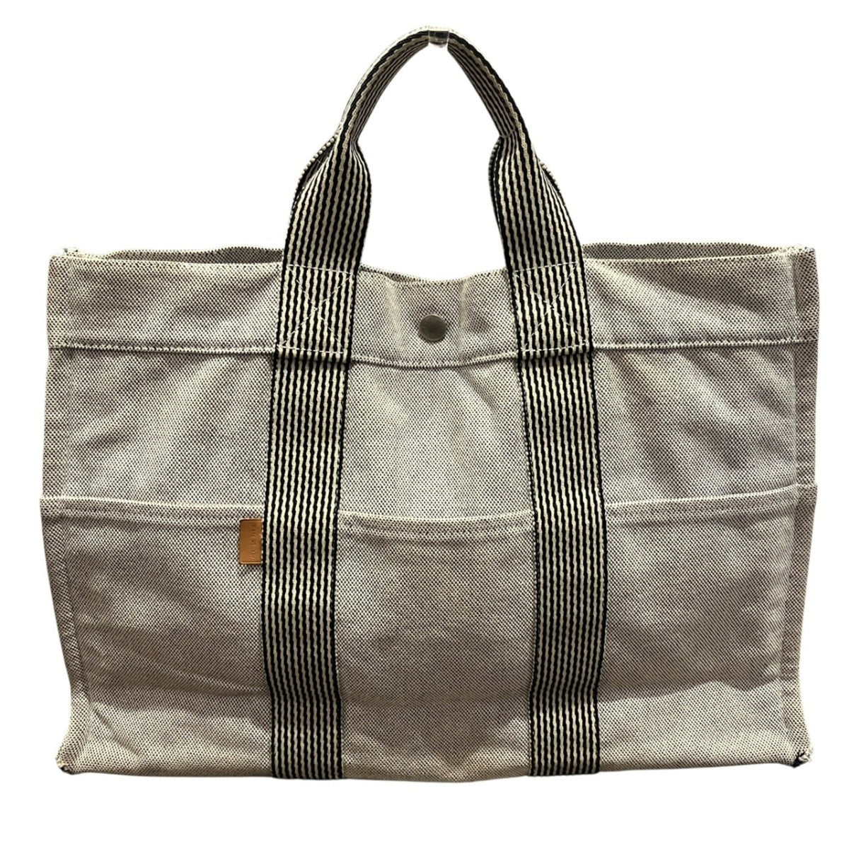 Hermes Gray Canvas Handbag (Pre-Owned)