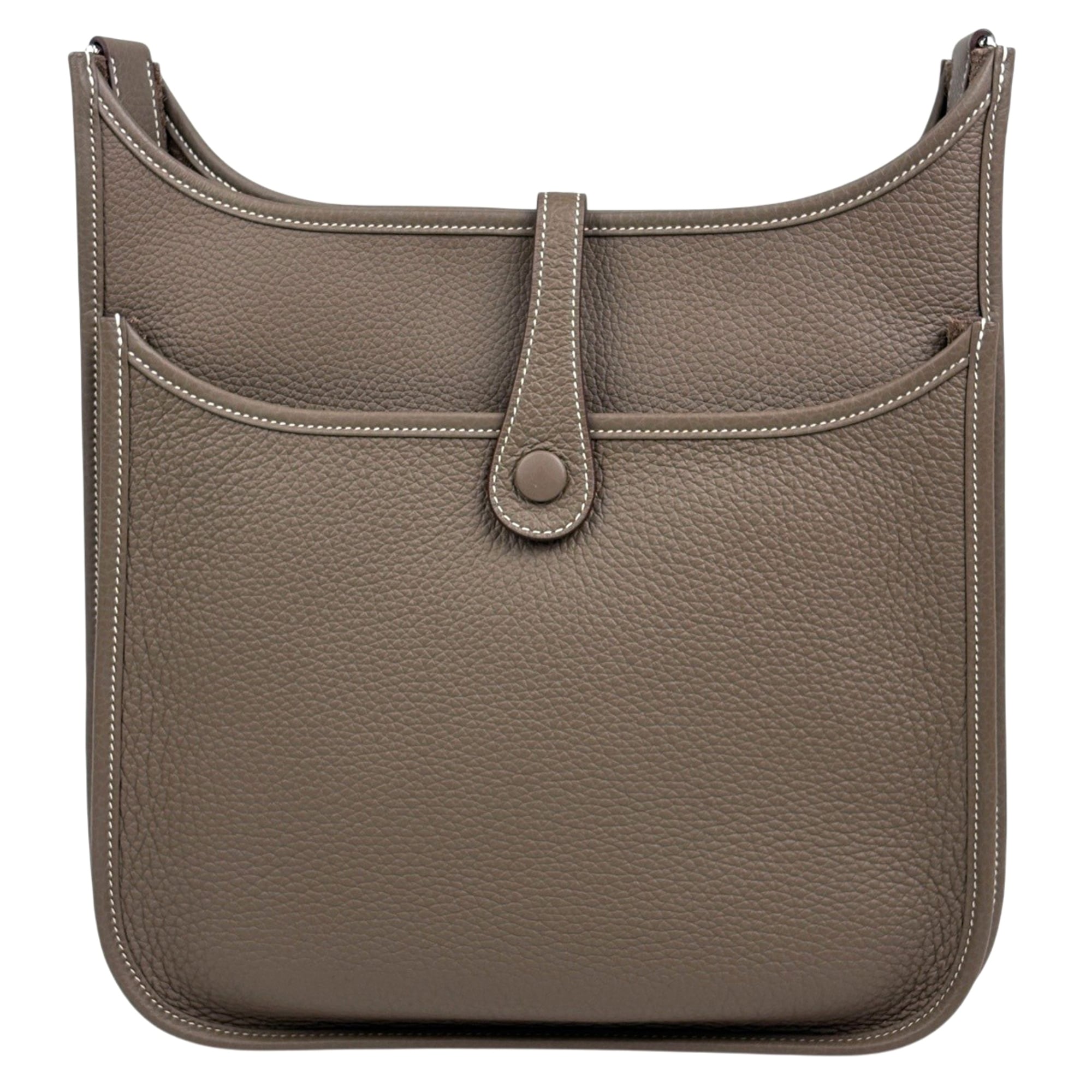 Hermes Etoupe Gray Taurillon Clemence Leather Shoulder Bag (Pre-Owned)