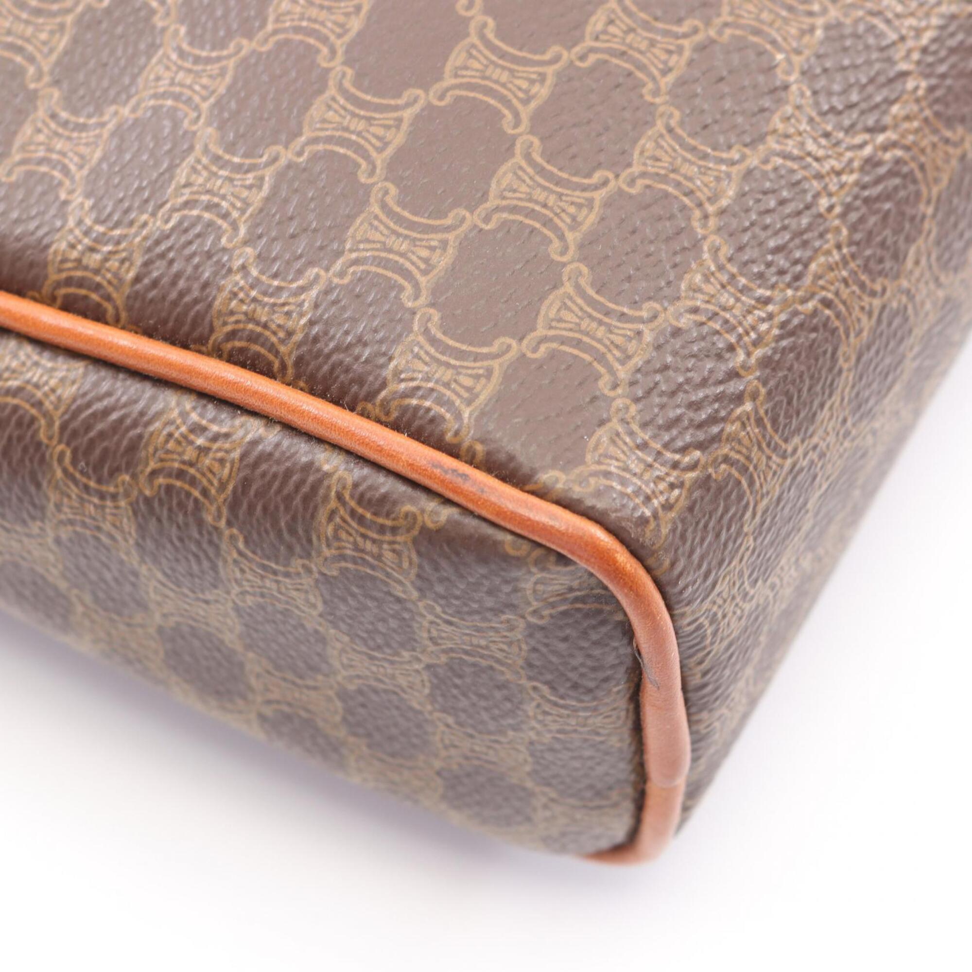 Celine Macadam Brown Coated Canvas Clutch Bag Handbag (Pre-Owned)