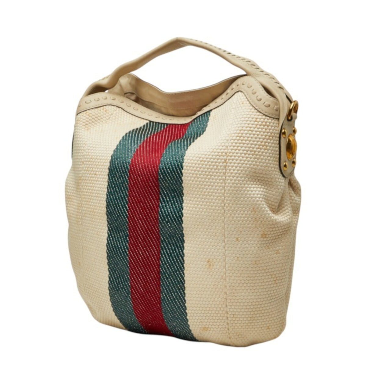 Gucci Ivory Canvas Shoulder Bag Tote Bag (Pre-Owned)
