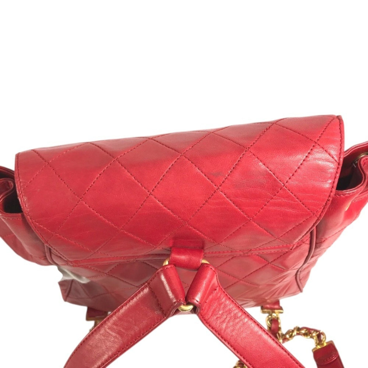 Chanel Gold Red Color Canvas Backpack (Pre-Owned)