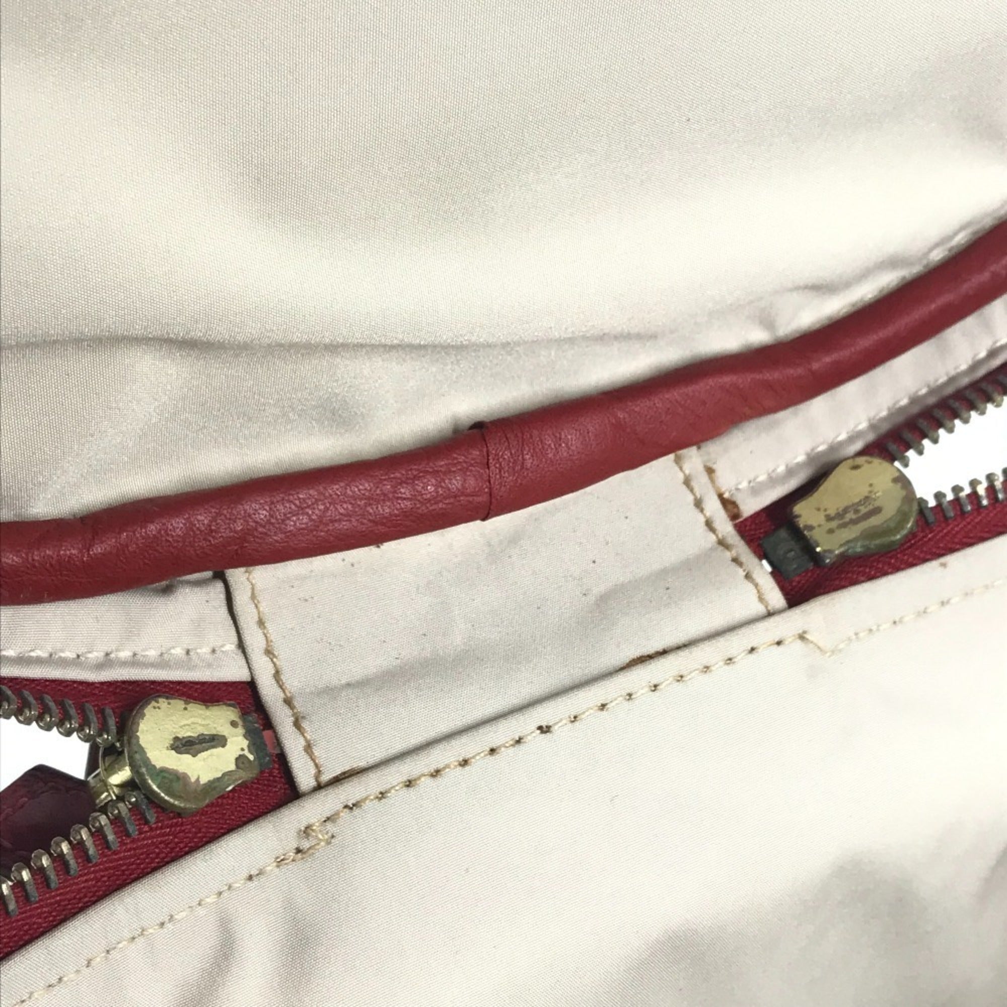 Hermes Intercity Beige Bicolor Red Color Coated Canvas Leather Handbag Vanity Bag (Pre-Owned)