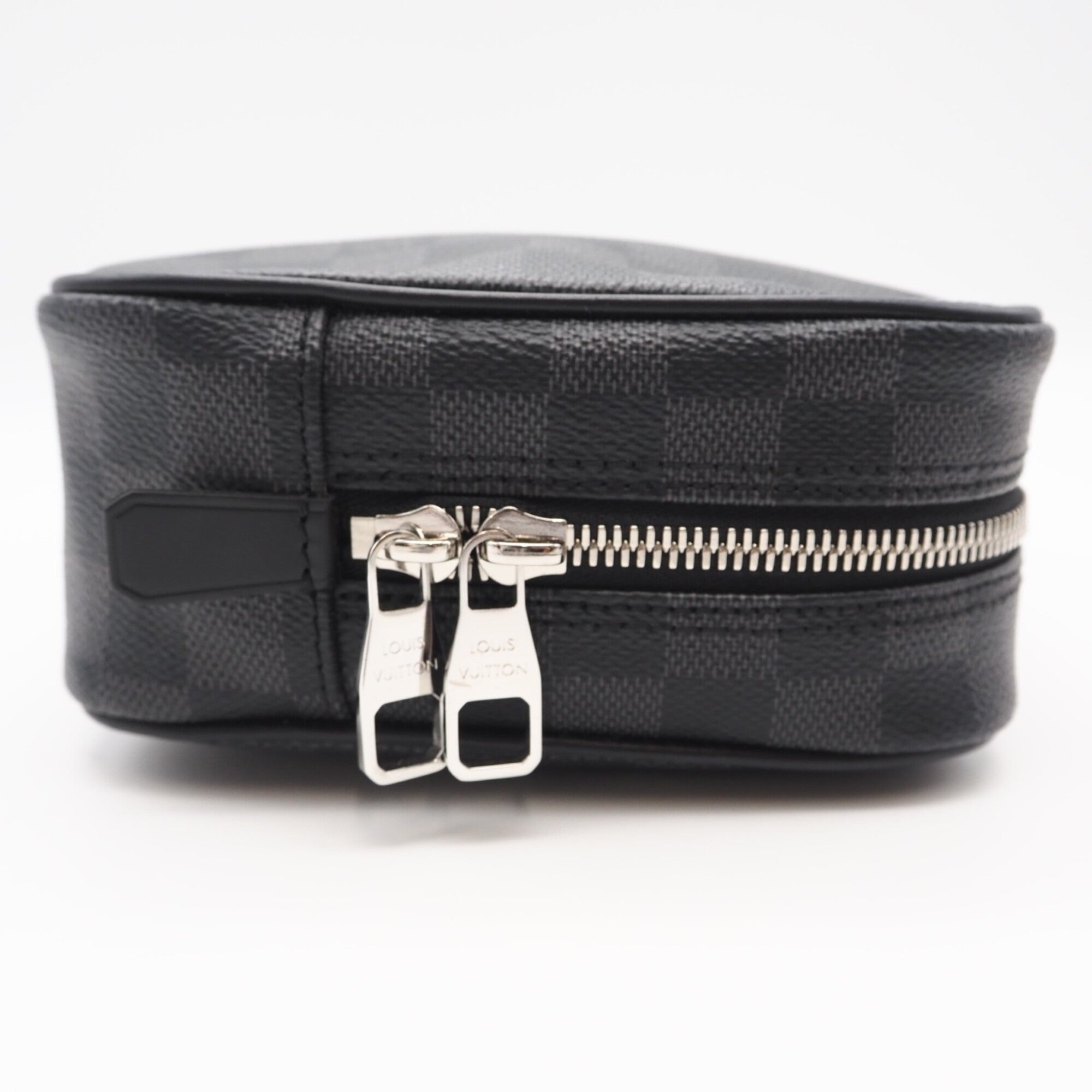 Louis Vuitton Black Gray Coated Canvas Leather Clutch Bag (Pre-Owned)