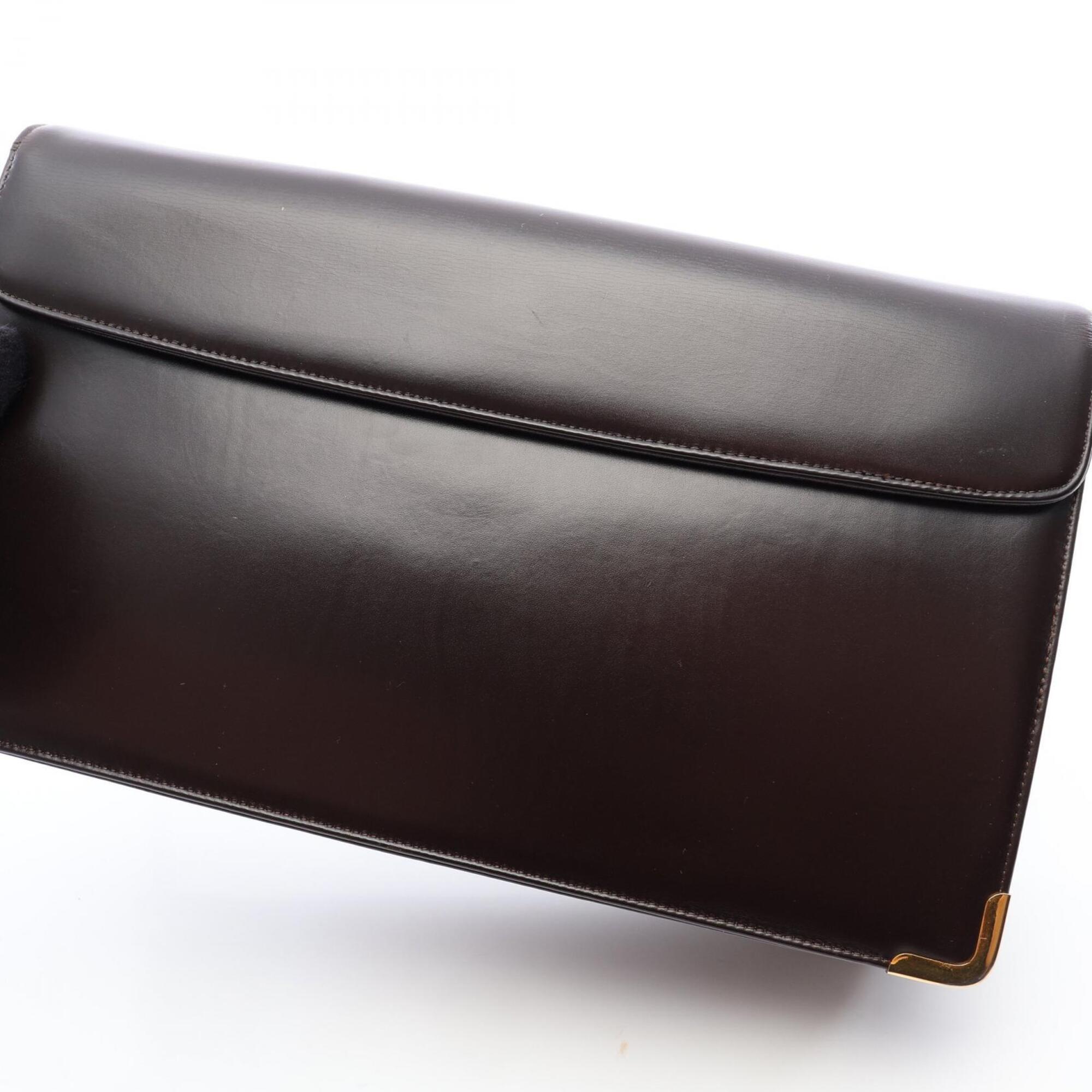 Christian Dior Brown Leather Handbag Pouch Shoulder Bag (Pre-Owned)