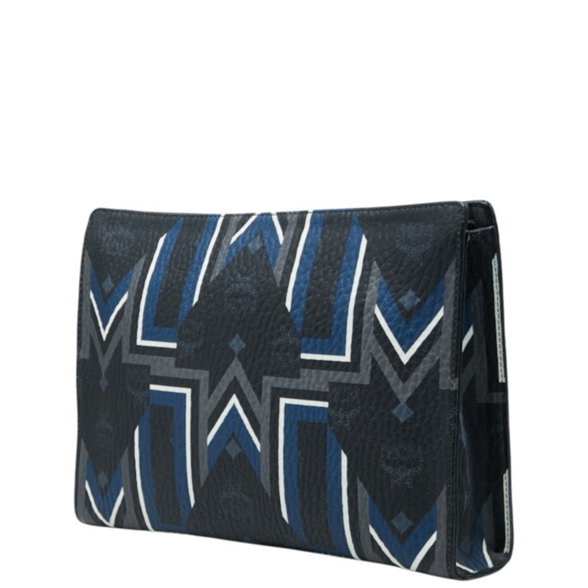 Mcm Black Blue Gray Leather Clutch Bag (Pre-Owned)