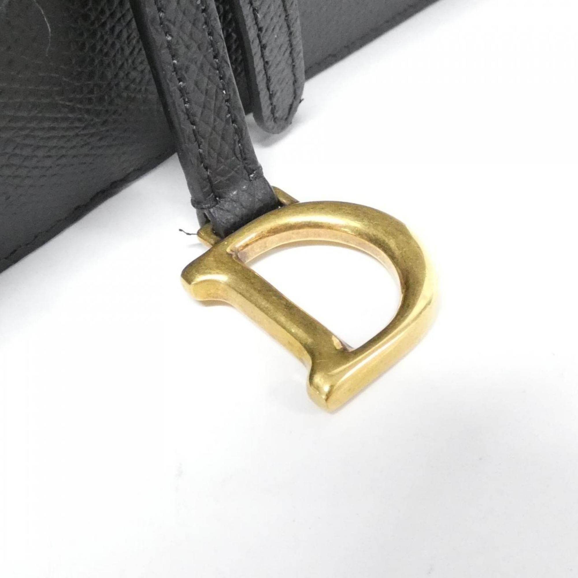 Christian Dior Black Leather Fanny Pack Handbag (Pre-Owned)