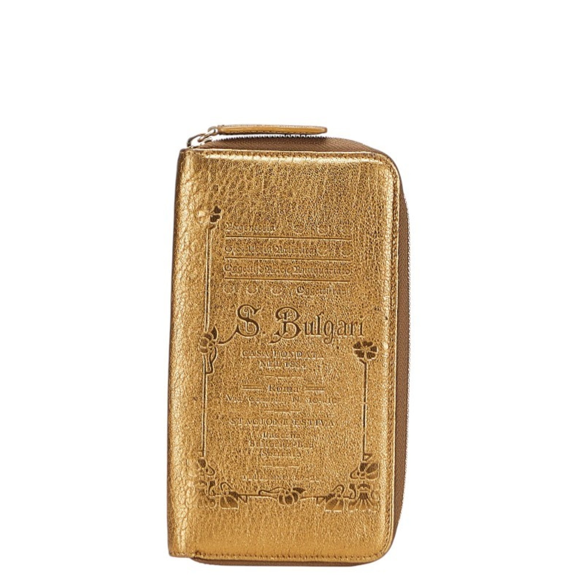 Bvlgari Collezione Gold Leather Long Wallet (Bi-Fold) (Pre-Owned)