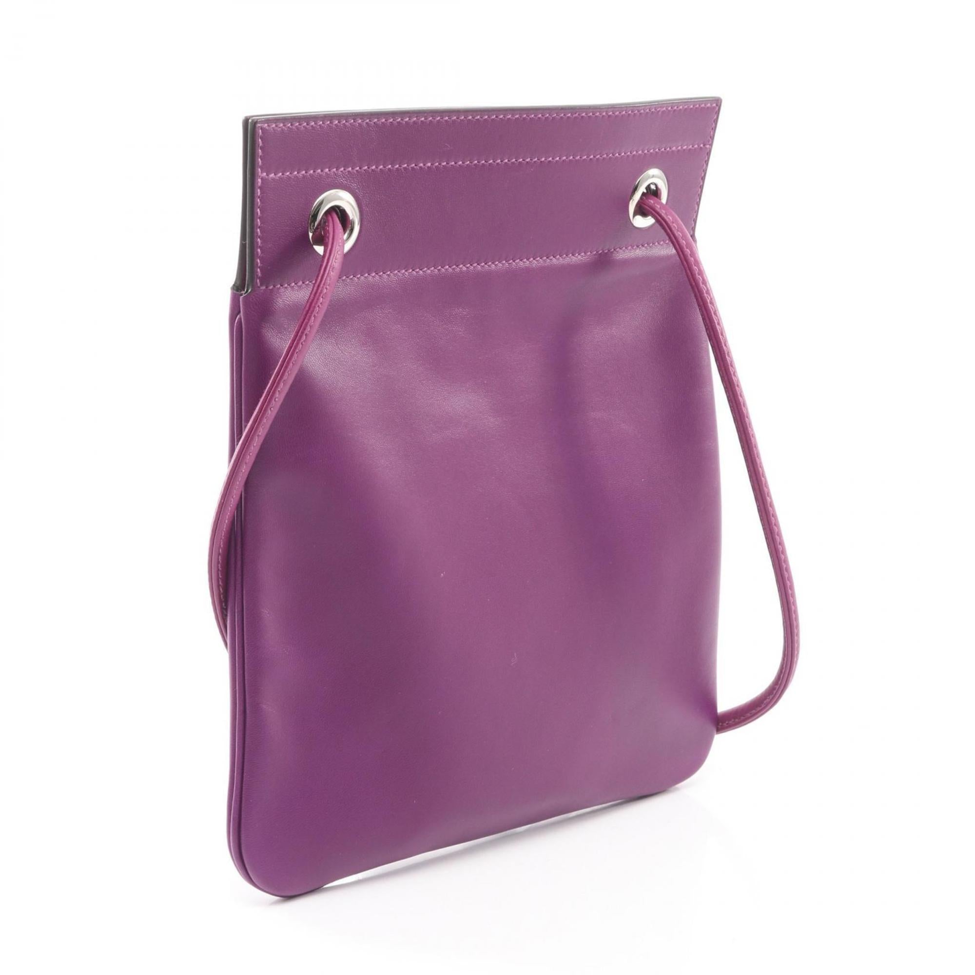 Hermes Anemone Purple Swift Leather Leather Handbag Shoulder Bag (Pre-Owned)