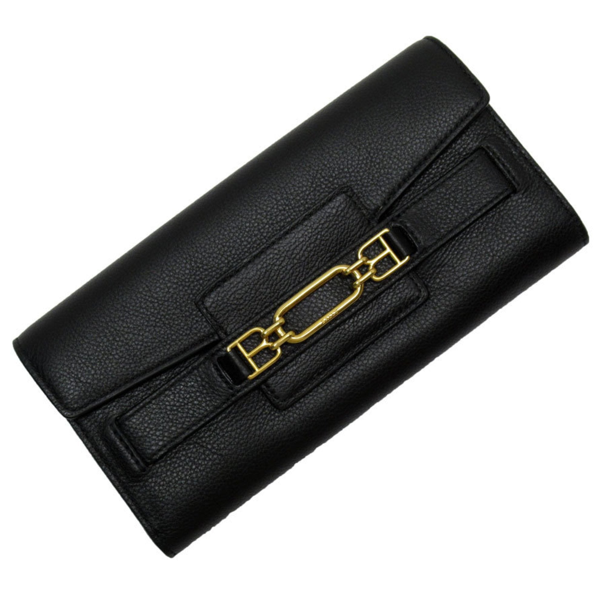 Bally Black Leather Long Wallet (Bi-Fold) (Pre-Owned)