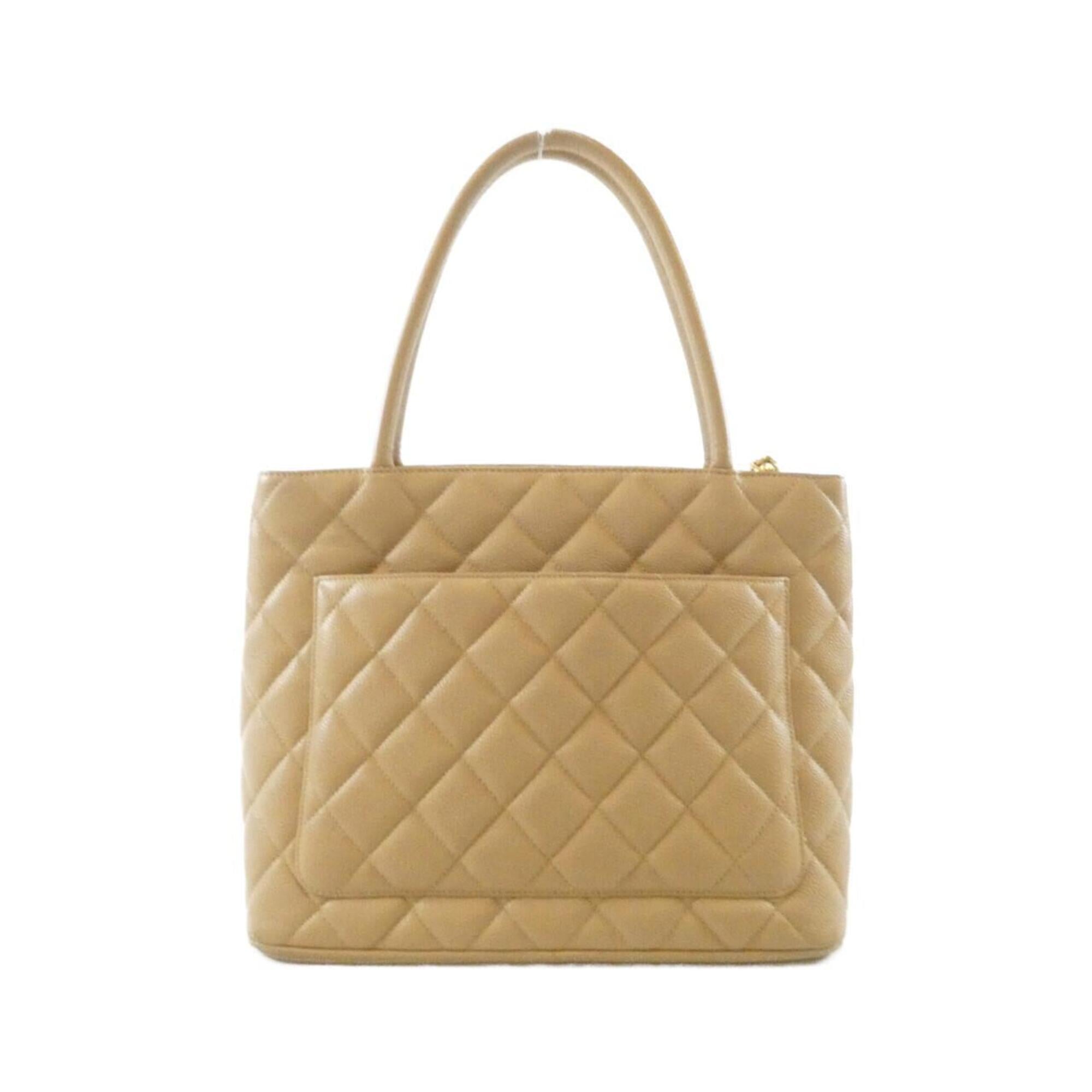 Chanel Beige Grained Calfskin Handbag (Pre-Owned)