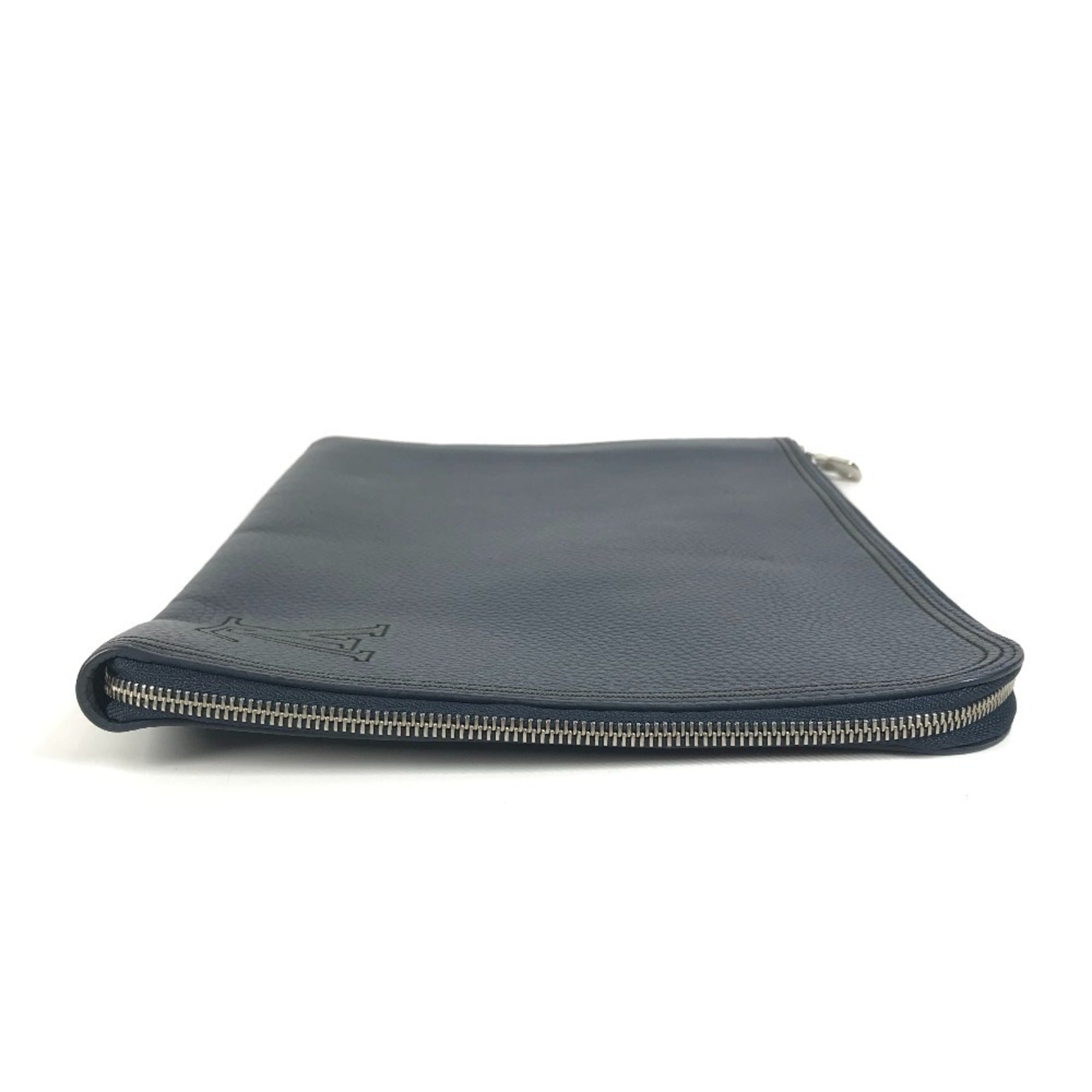 Louis Vuitton Black Navy Leather Clutch Bag Pochette Pouch (Pre-Owned)