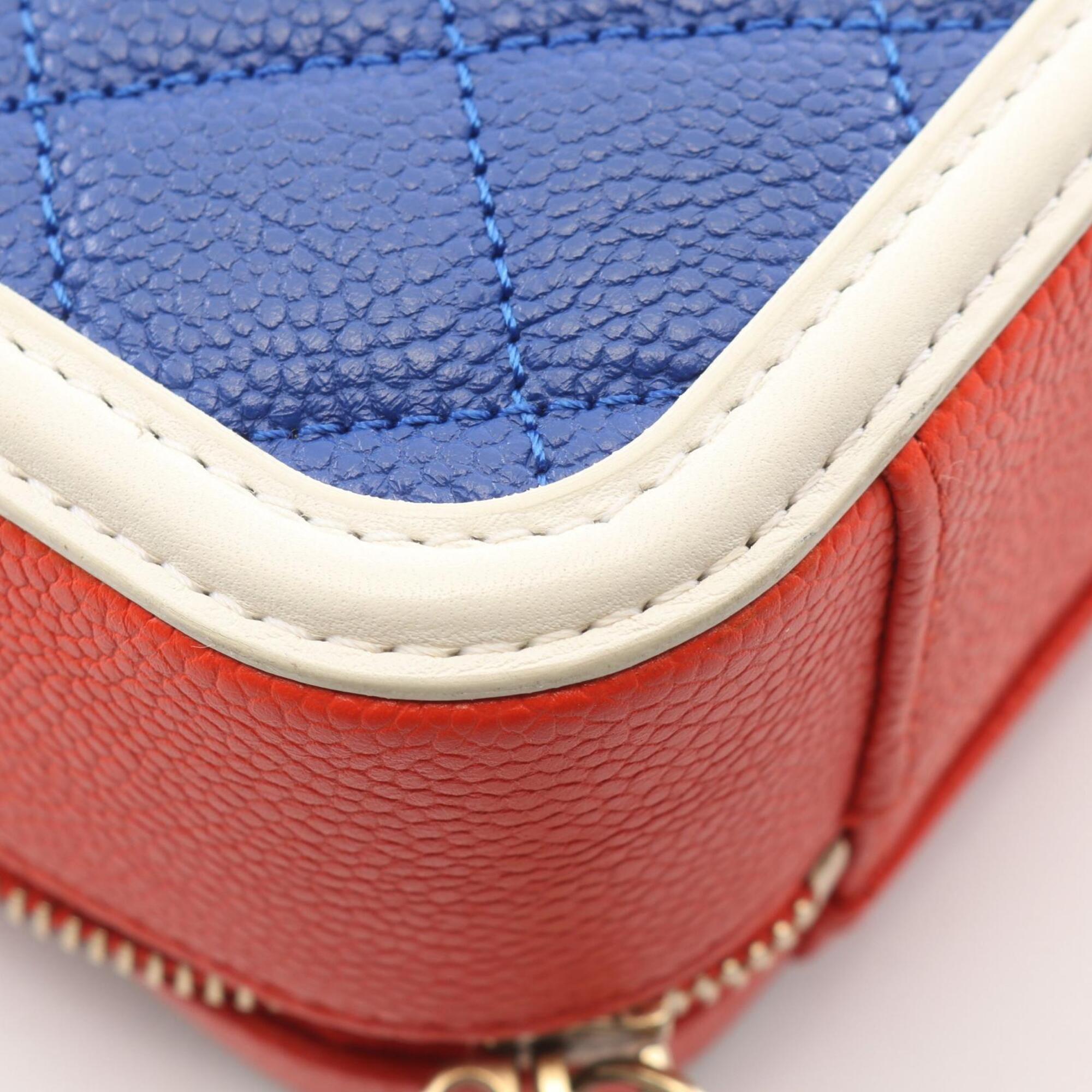 Chanel Blue Red Color White Grained Calfskin Handbag Shoulder Bag Vanity Bag (Pre-Owned)