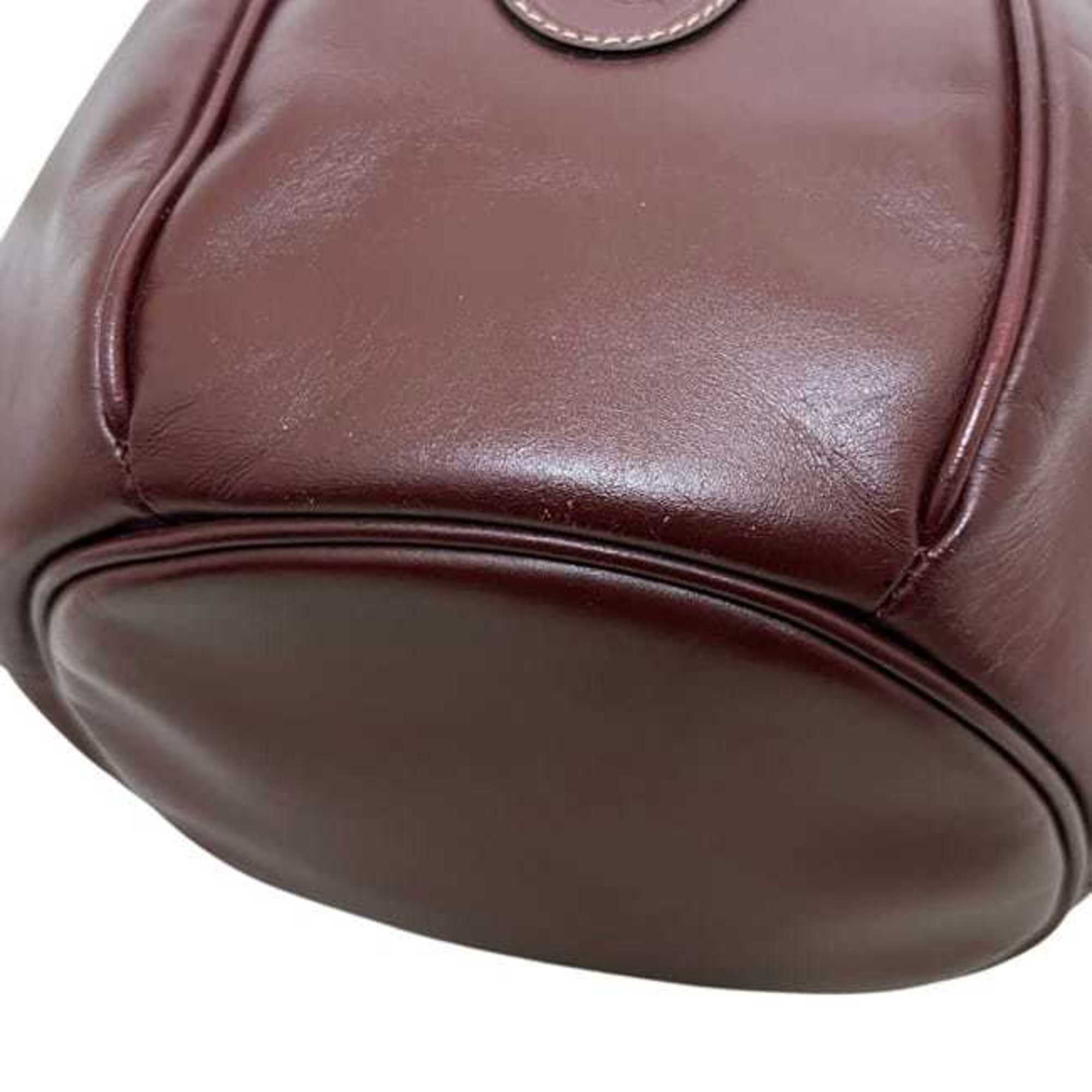 Cartier Bordeaux Wine Red Leather Shoulder Bag (Pre-Owned)