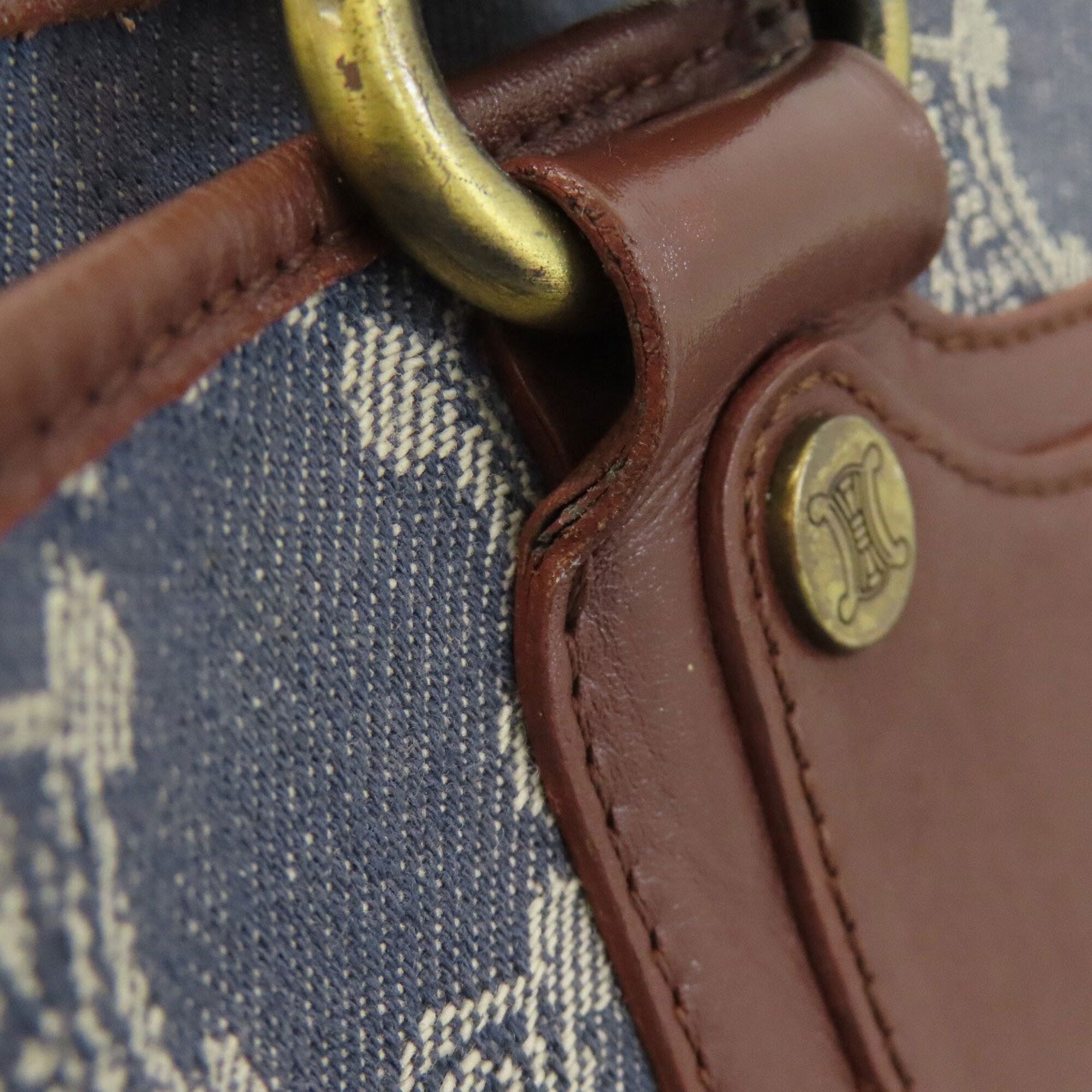 Celine Blue Brown Denim Leather Handbag (Pre-Owned)