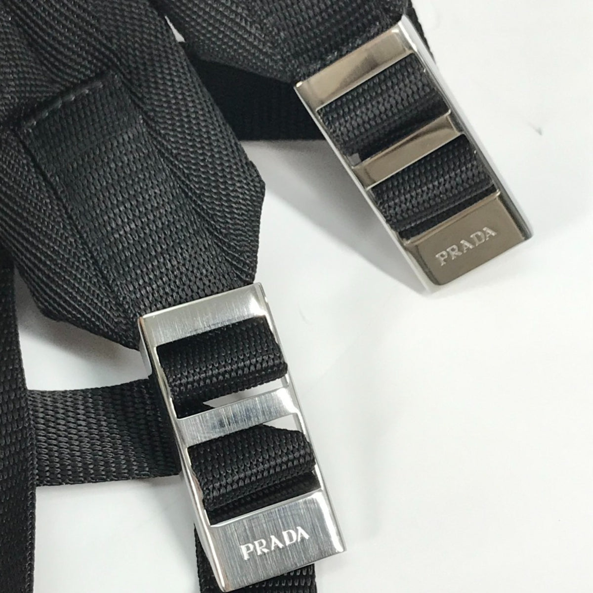 Prada Black Red Color White Nylon Backpack (Pre-Owned)