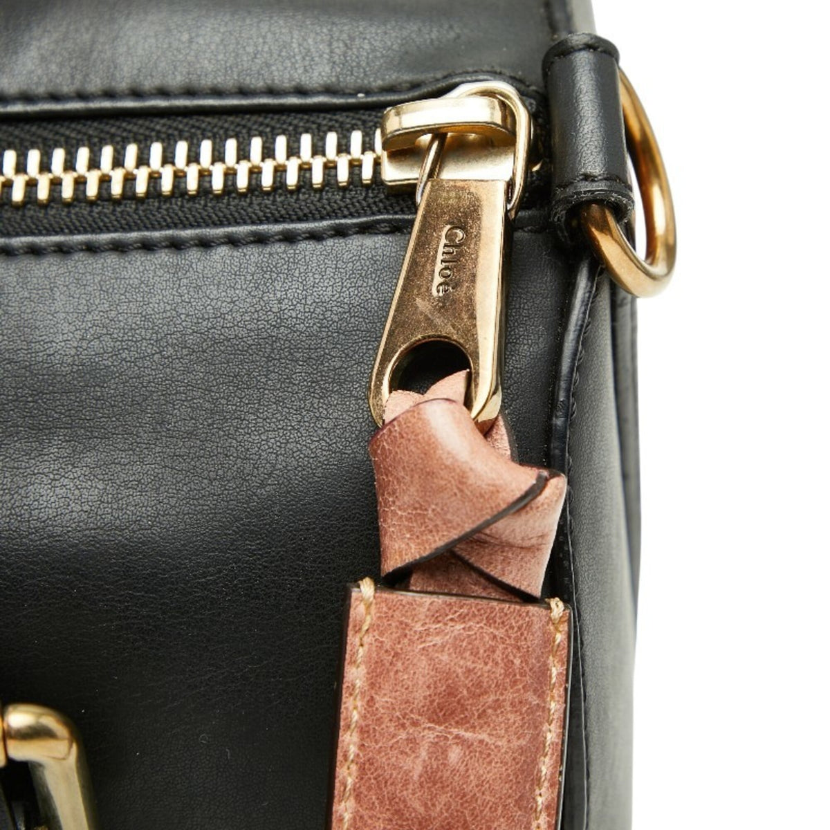 Chloé Black Leather Boston Bag Handbag Shoulder Bag (Pre-Owned)