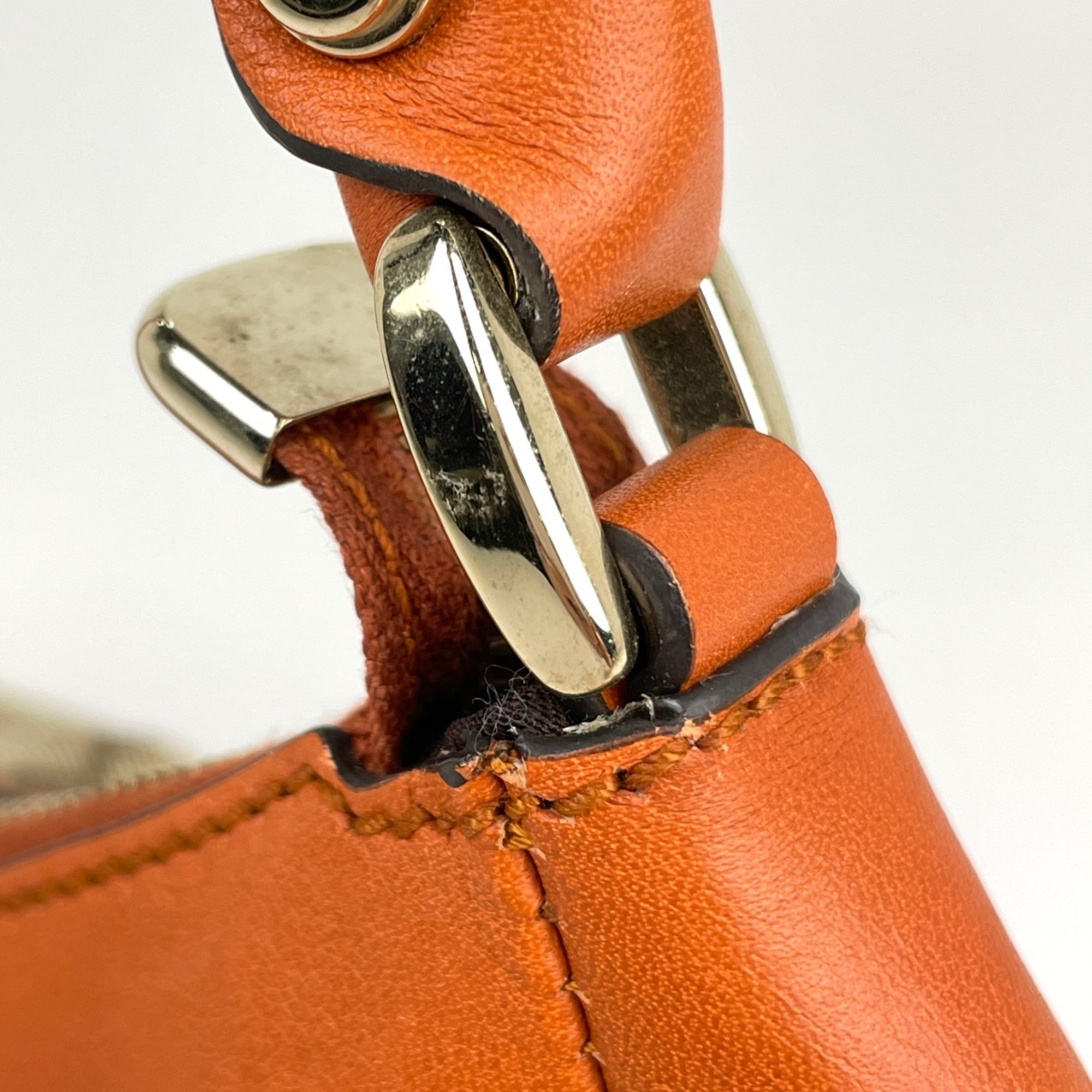 Gucci Beige Orange Gg Canvas Shoulder Bag (Pre-Owned)