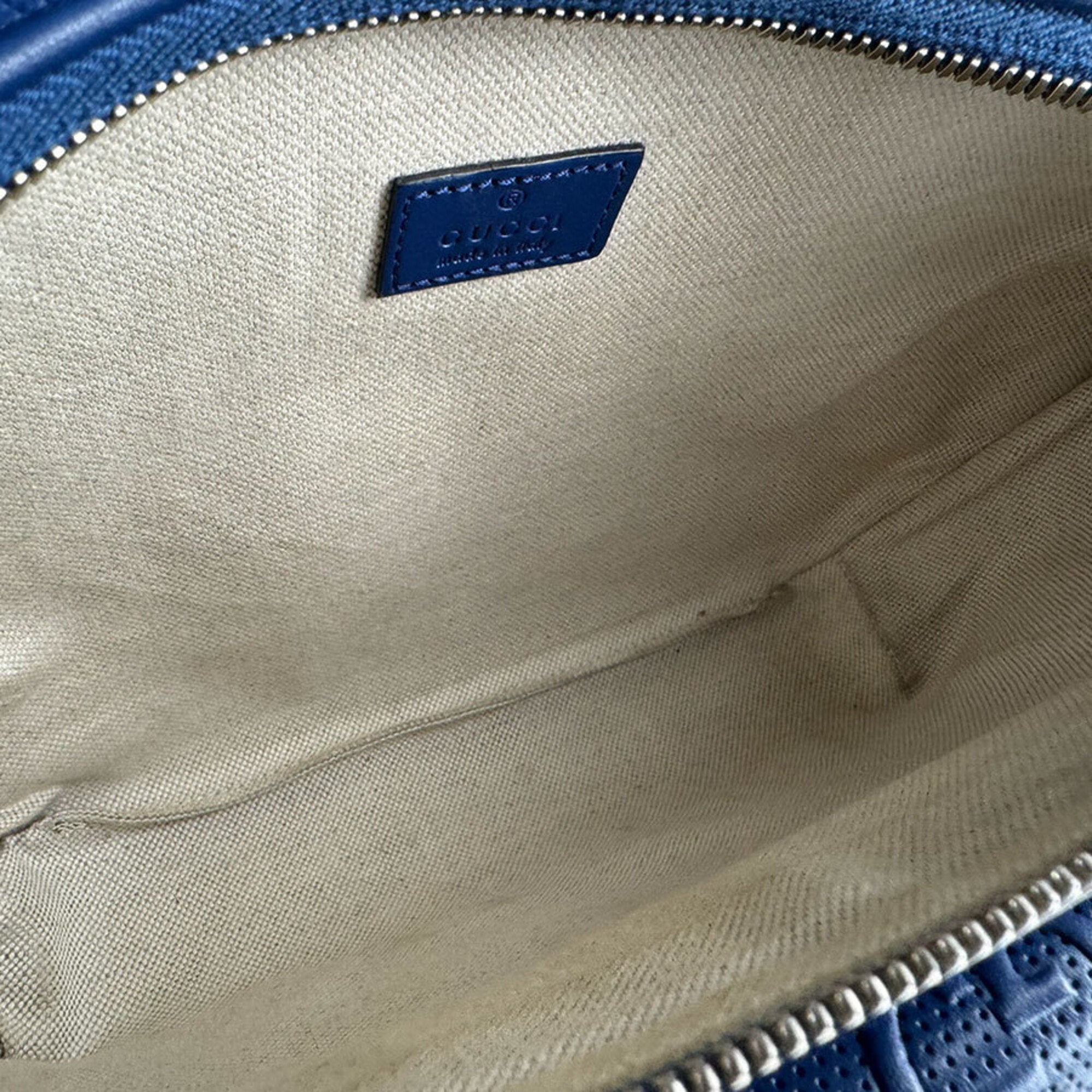 Gucci Blue Leather Fanny Pack Sling Bag (Pre-Owned)